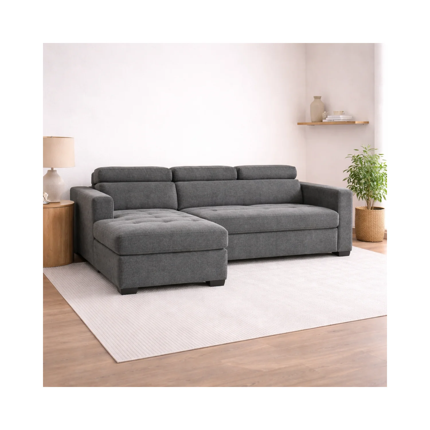 Randall Sleeper Sectional - Fabric - Ramy Charcoal Right Chaise - Image 2