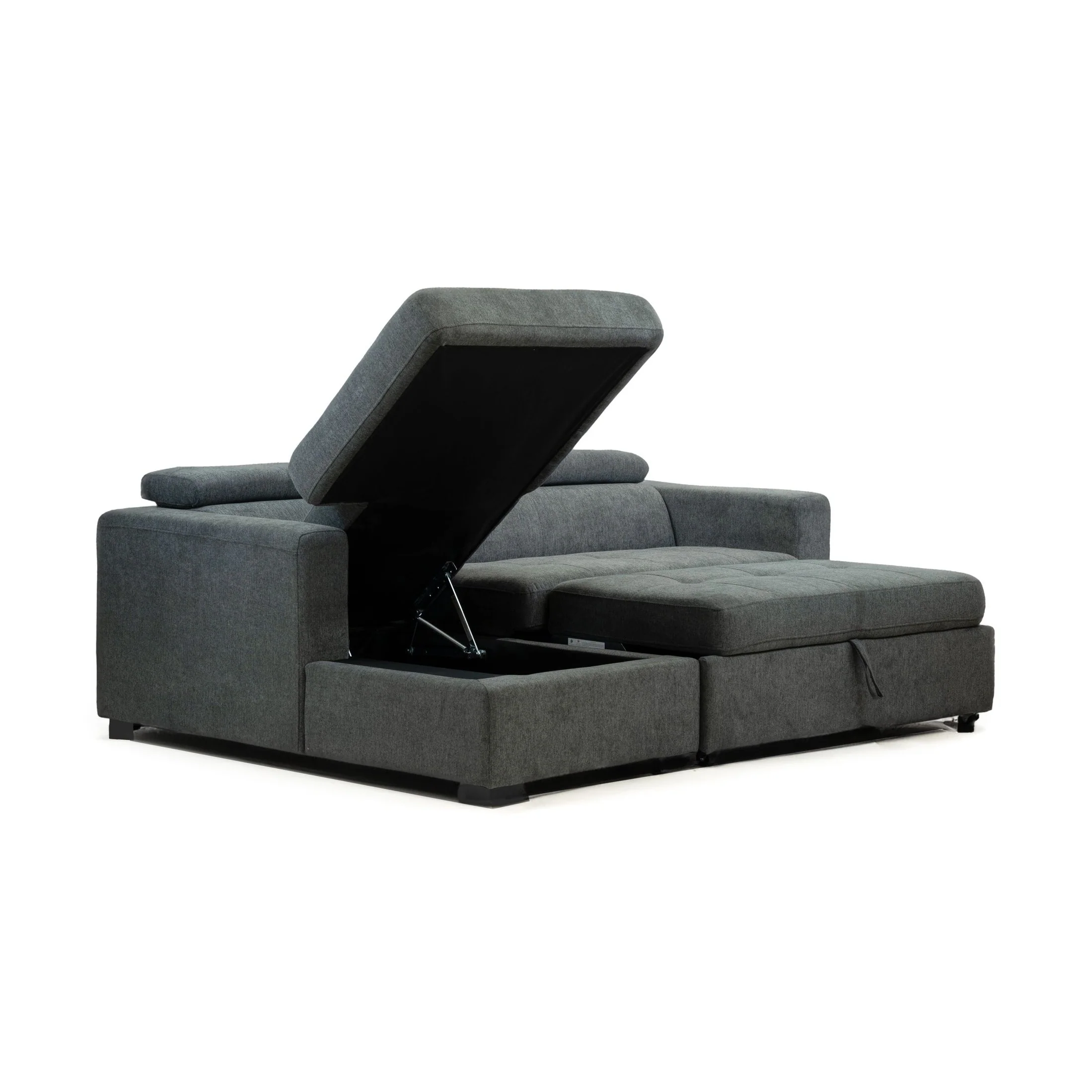 Randall Sleeper Sectional - Fabric - Ramy Charcoal Right Chaise - Image 4