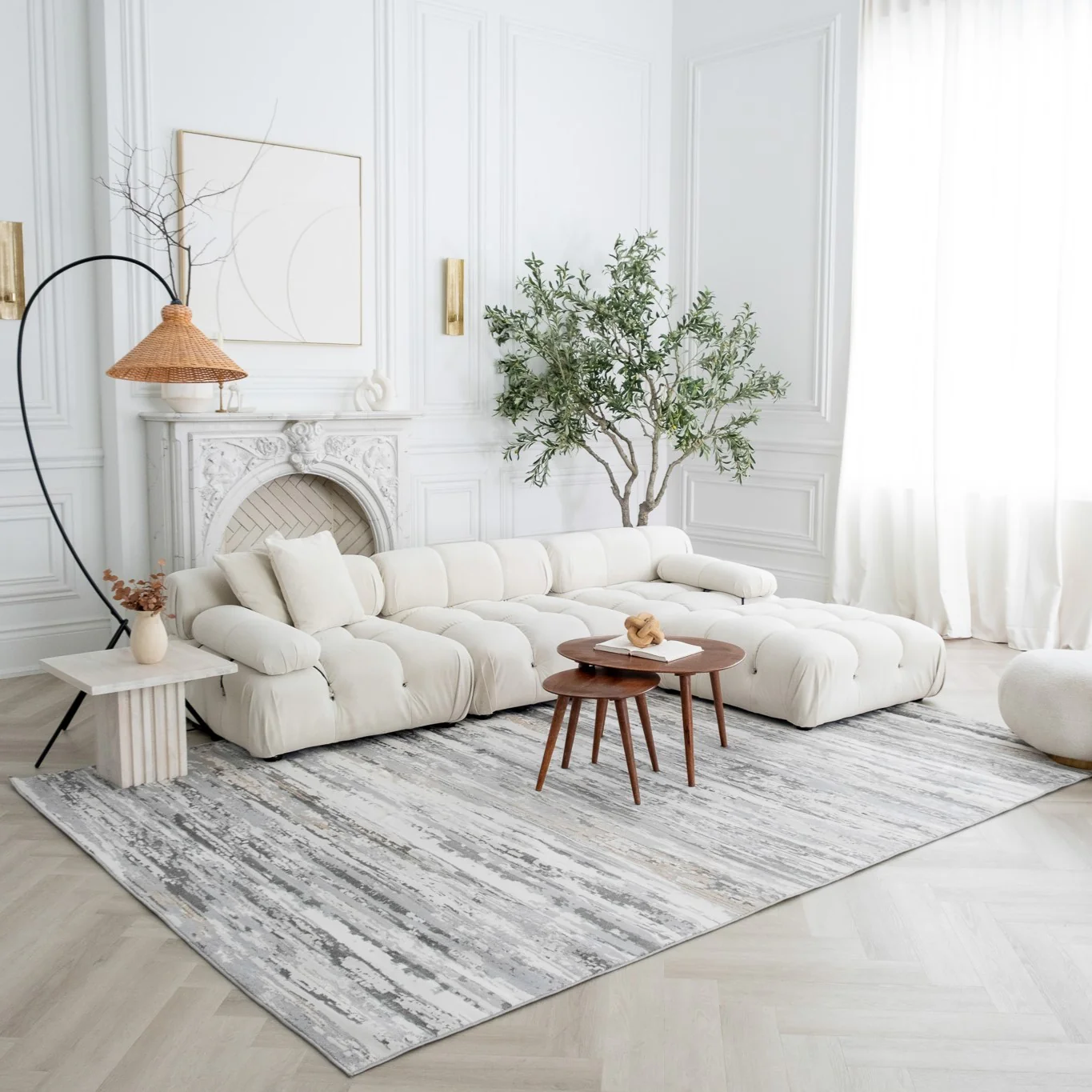 Rio Grey Abstract Lines Area Rug - Image 2