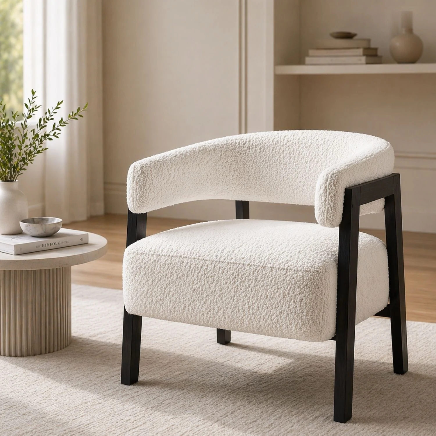 Rocio Boucle Fabric Arm Accent Chair - Image 2