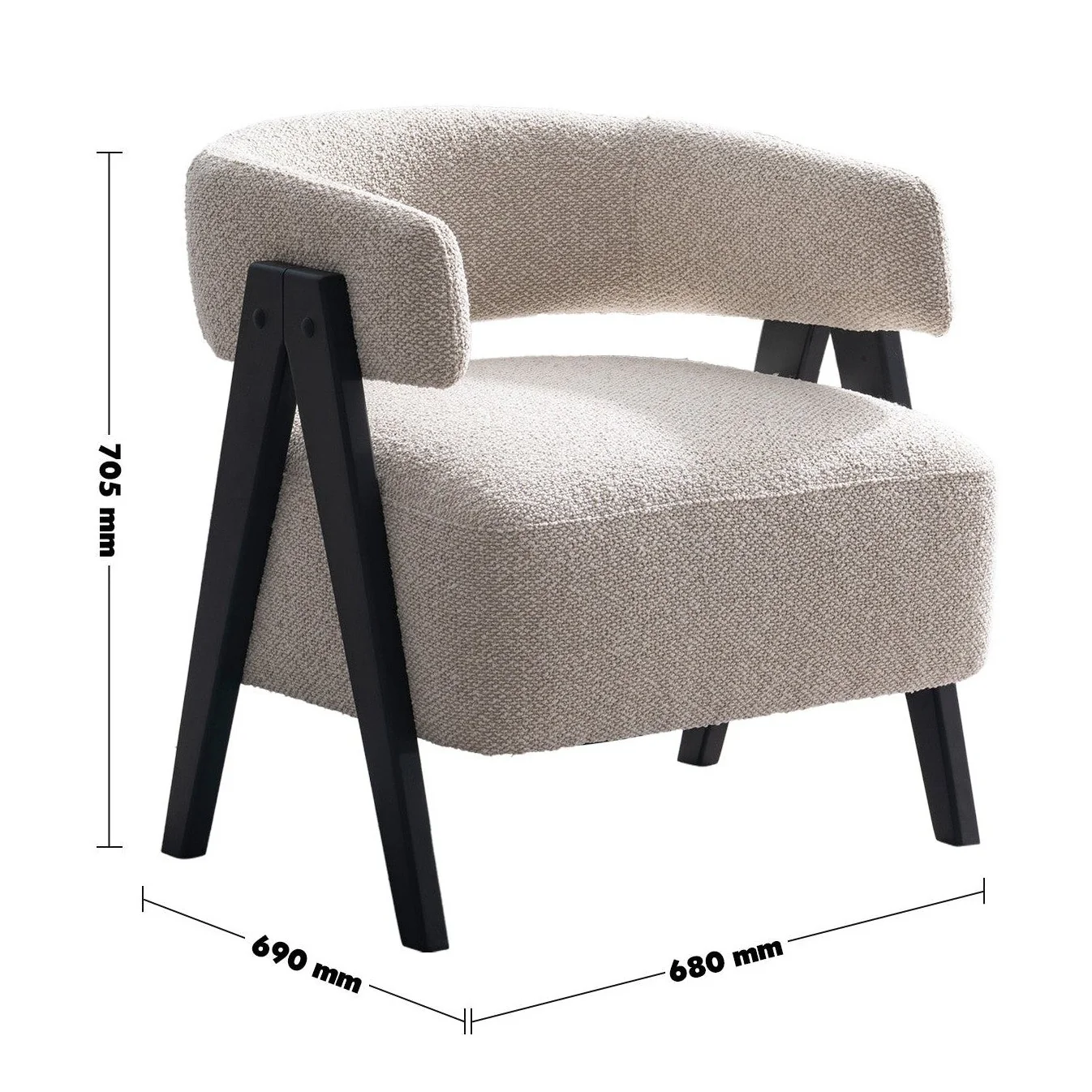 Rocio Boucle Fabric Arm Accent Chair - Image 3