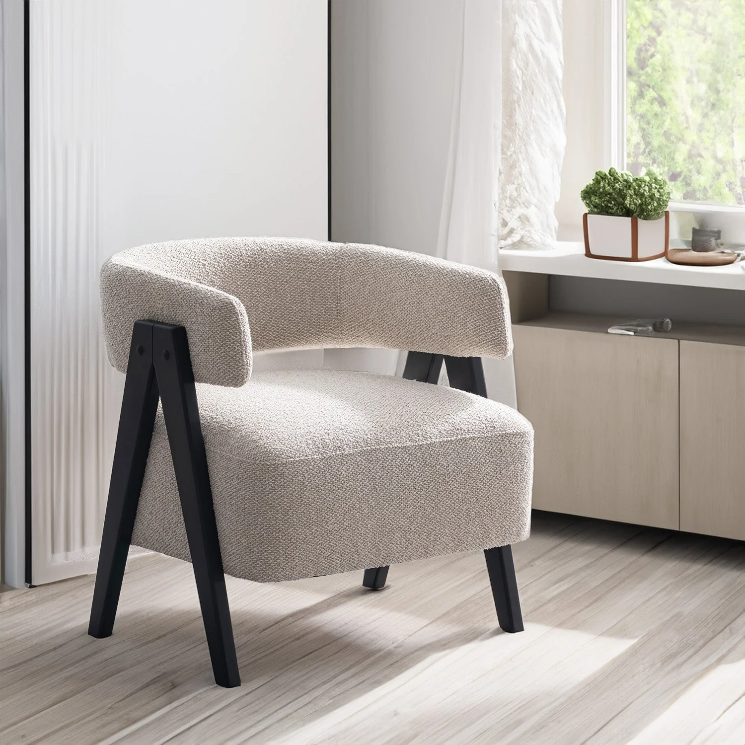 Rocio Boucle Fabric Arm Accent Chair - Image 7
