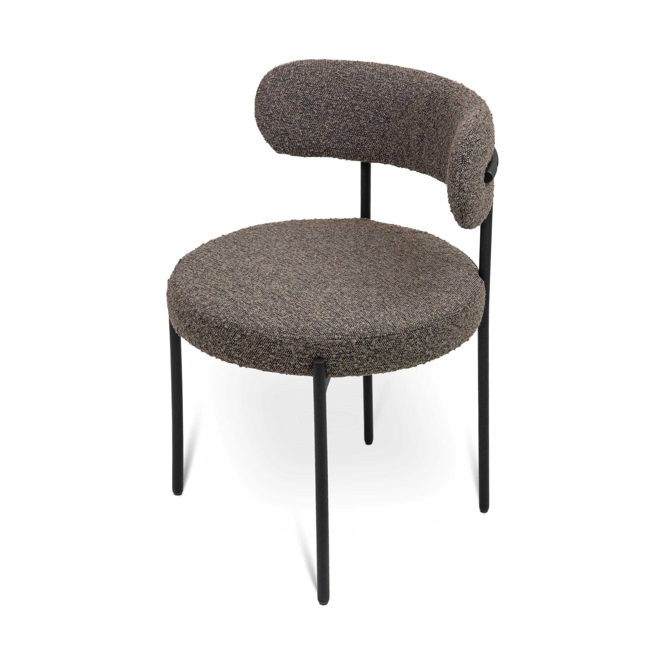 Ronda Dining Chair Boucle Fabric - Dark Brown - Image 4