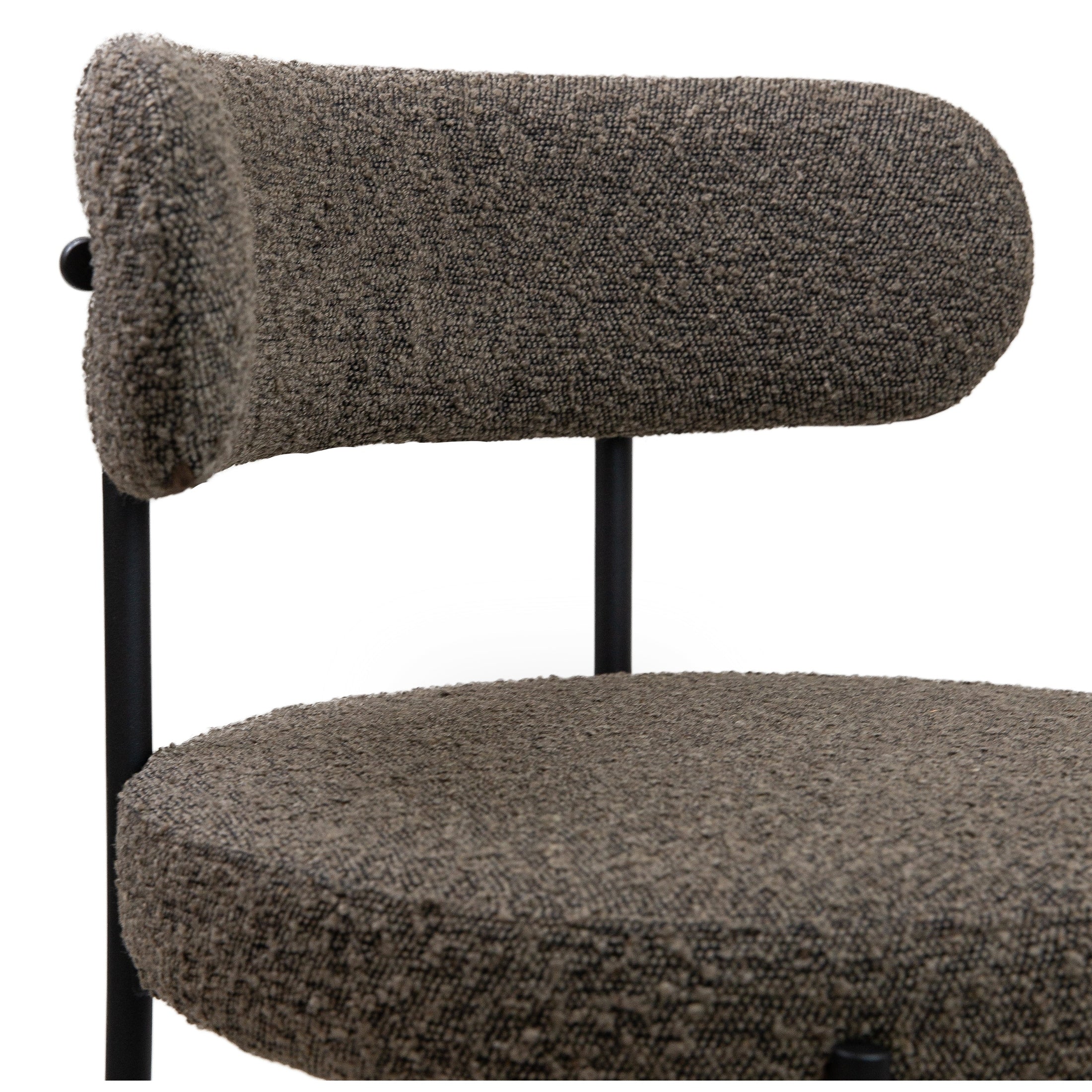 Ronda Dining Chair Boucle Fabric - Dark Brown - Image 7