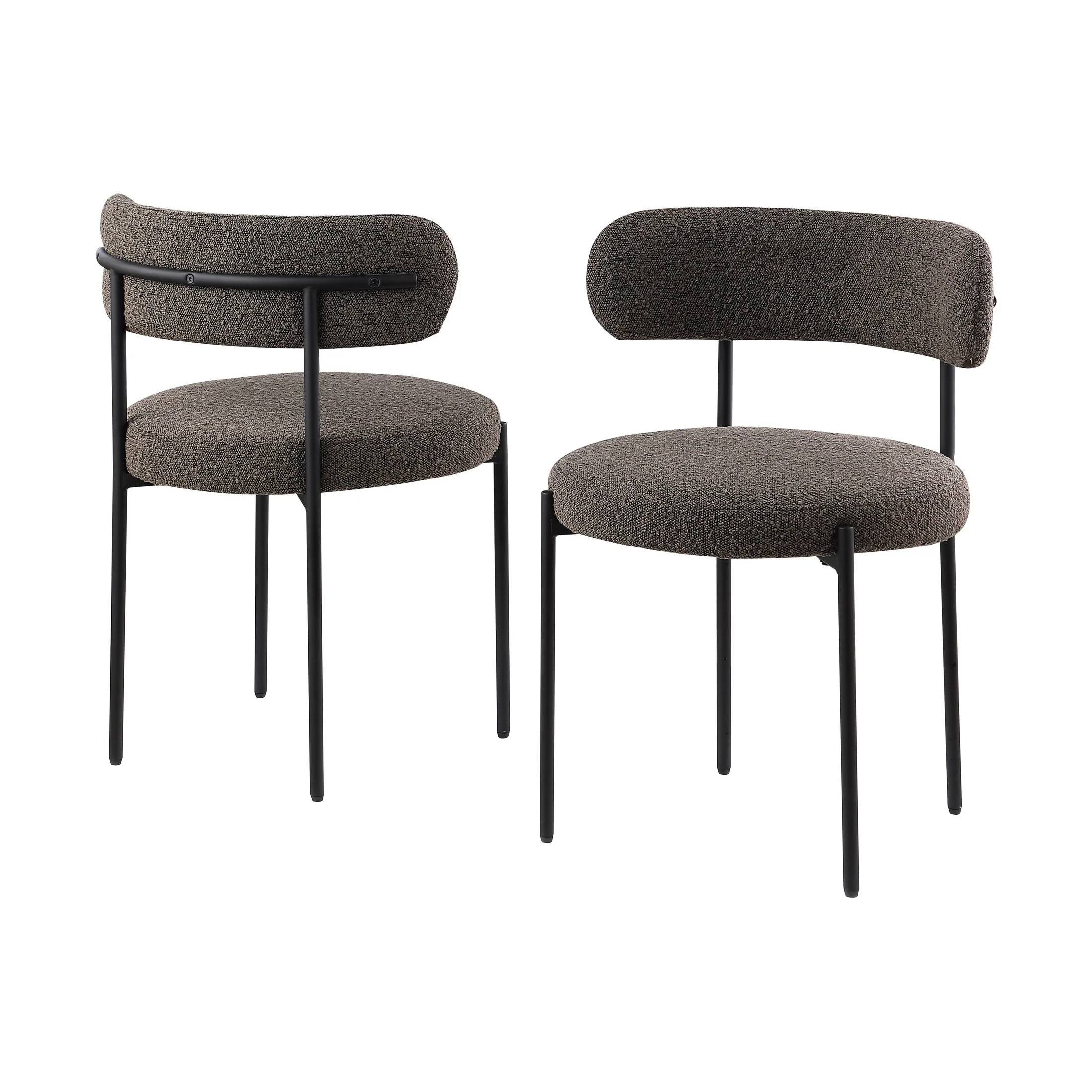 Ronda Dining Chair Boucle Fabric - Dark Brown - Image 8