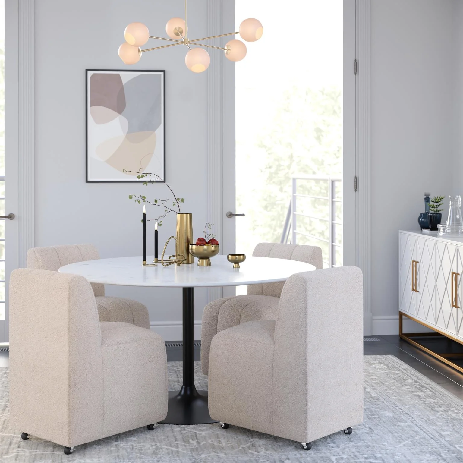 Rowan 42" Round Marble Pedestal Dining Table - Image 2