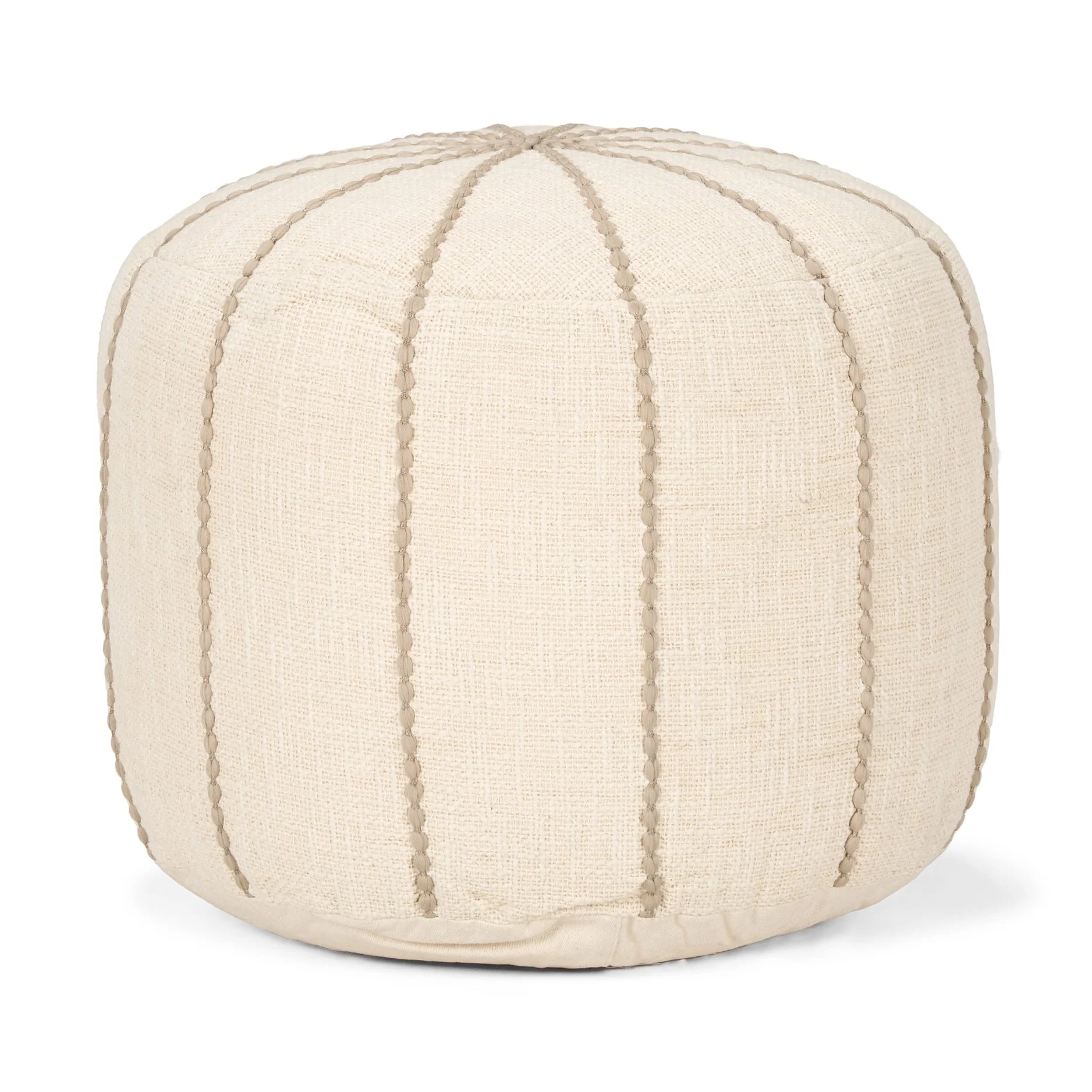 Sachi Beige w/ Stitching Pouf