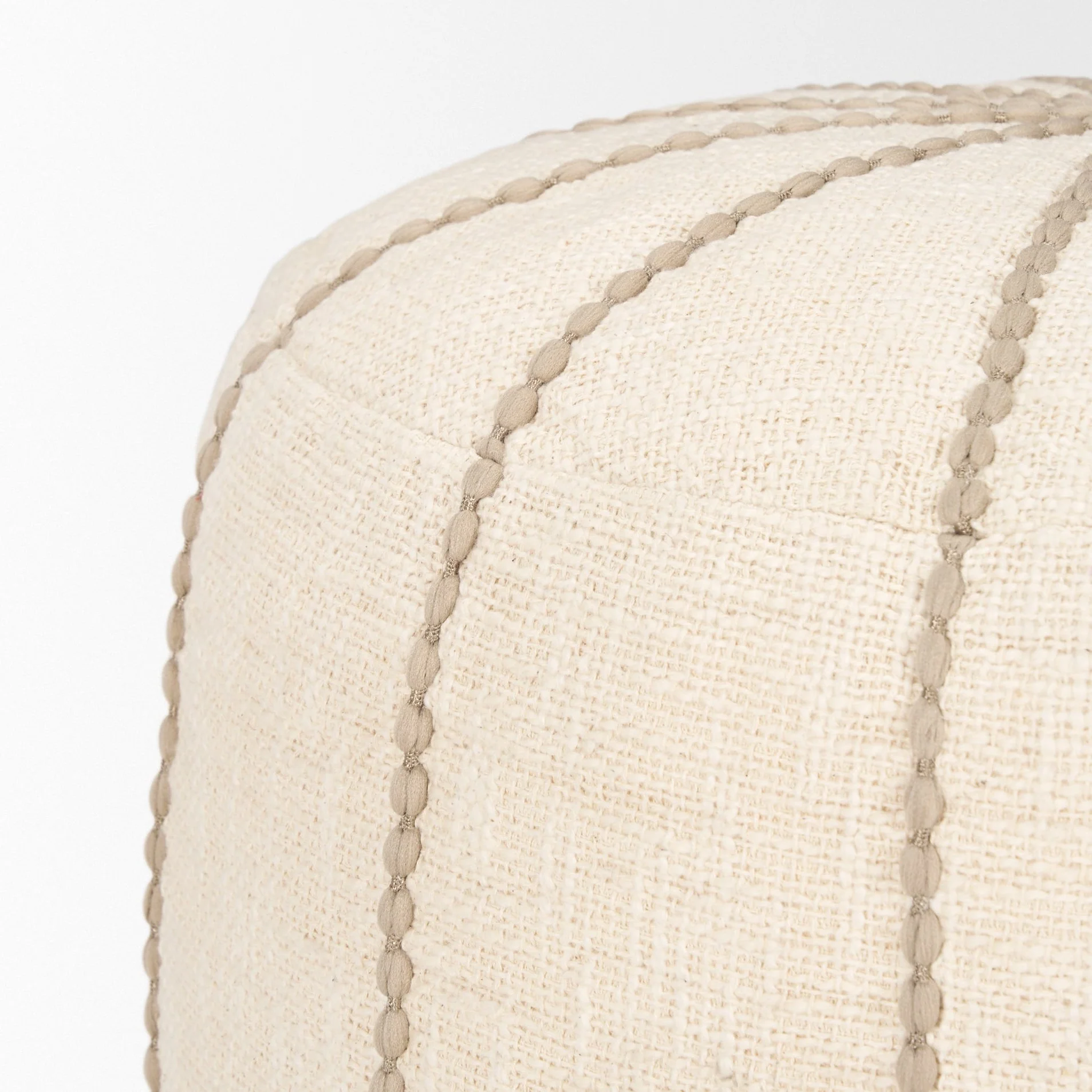 Sachi Beige w/ Stitching Pouf - Image 4