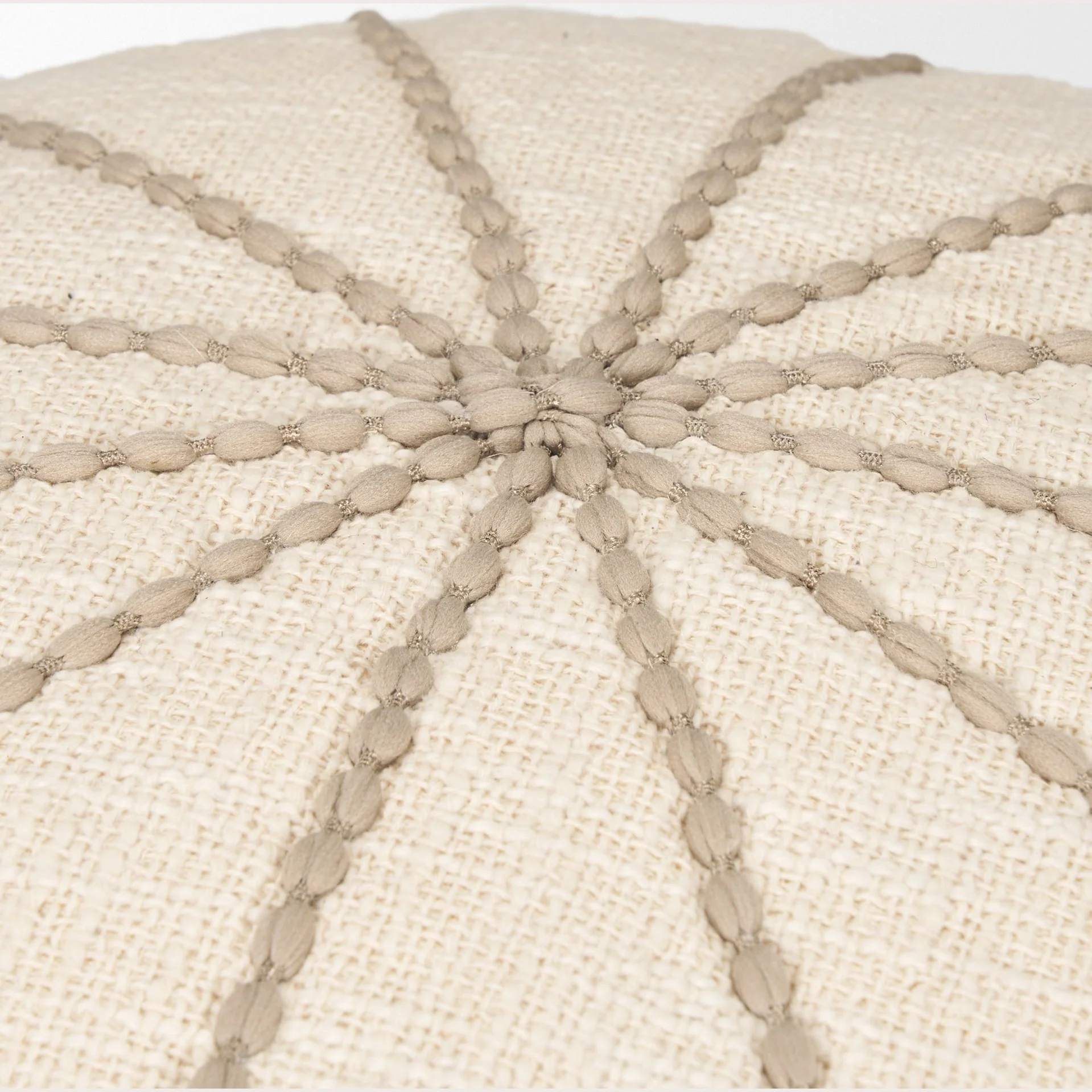 Sachi Beige w/ Stitching Pouf - Image 5