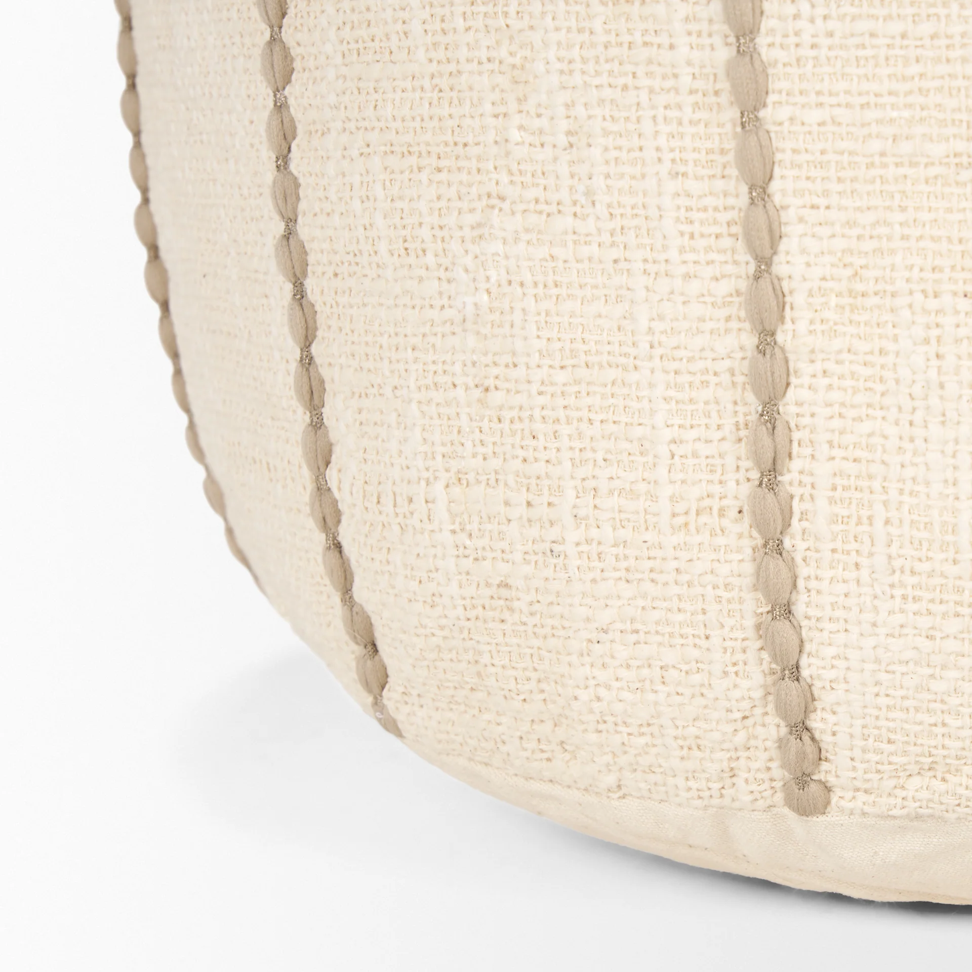 Sachi Beige w/ Stitching Pouf - Image 7
