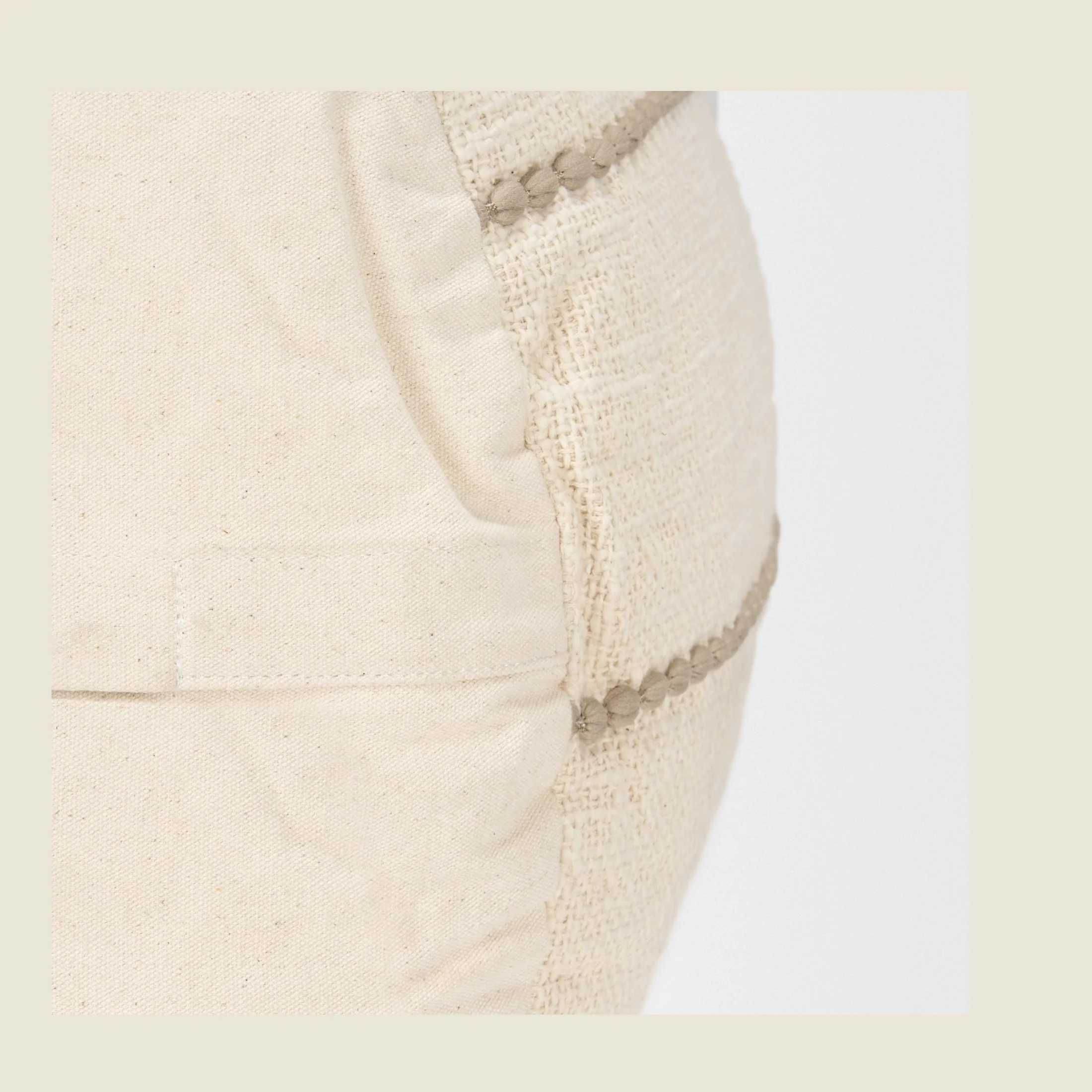 Sachi Beige w/ Stitching Pouf - Image 8