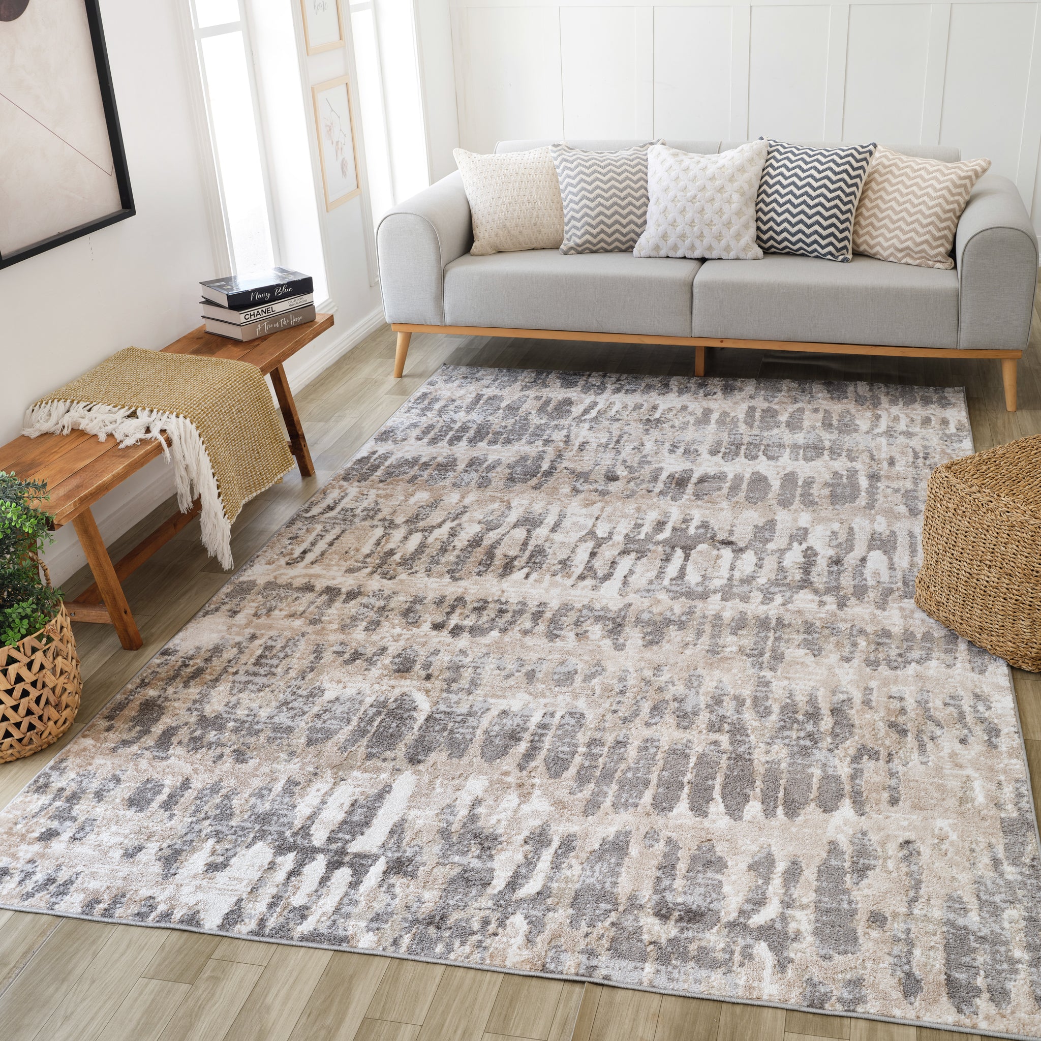 Siena Grey Abstract Lines Area Rug - Image 2
