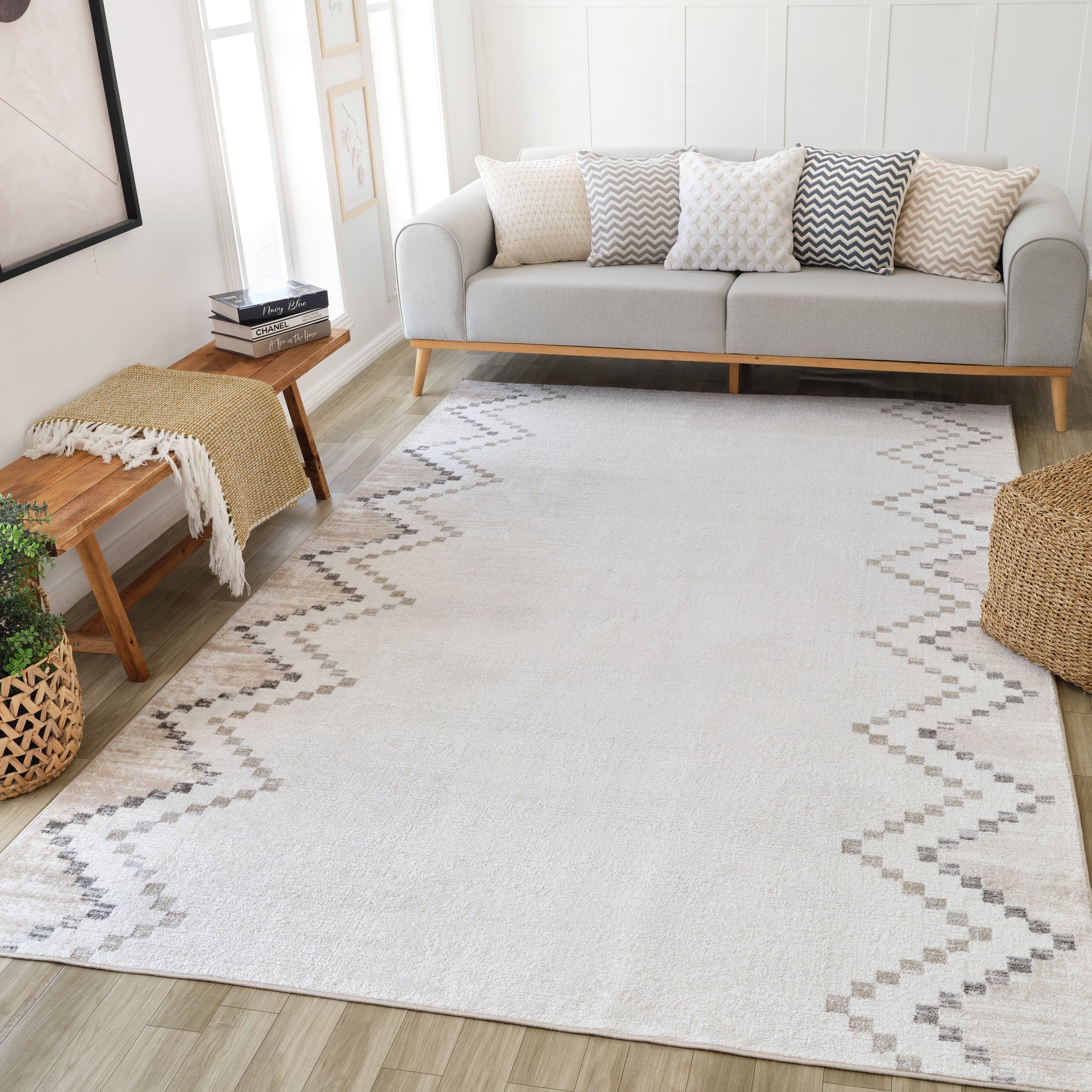 Siena Minimalist White Textured Area Rug - Image 2