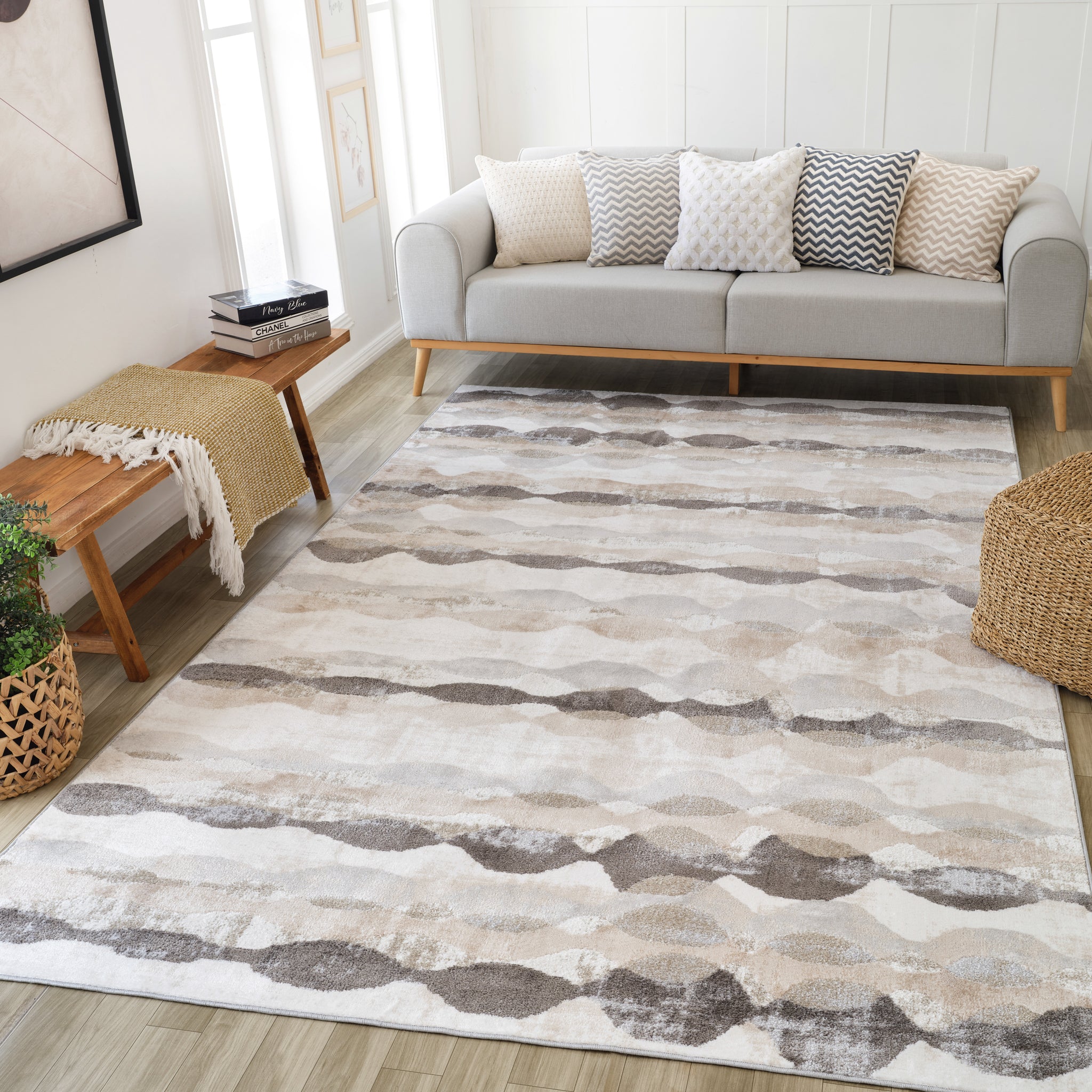 Siena White Geometric Modern Area Rug - Image 2