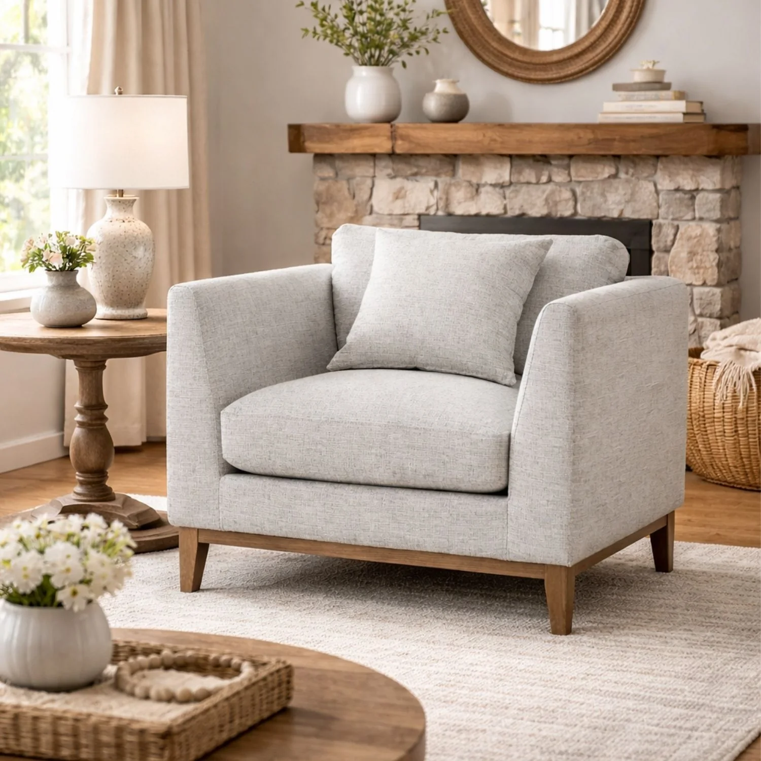 Sirella Club Chair - Woven Tweed Neutral - Image 2