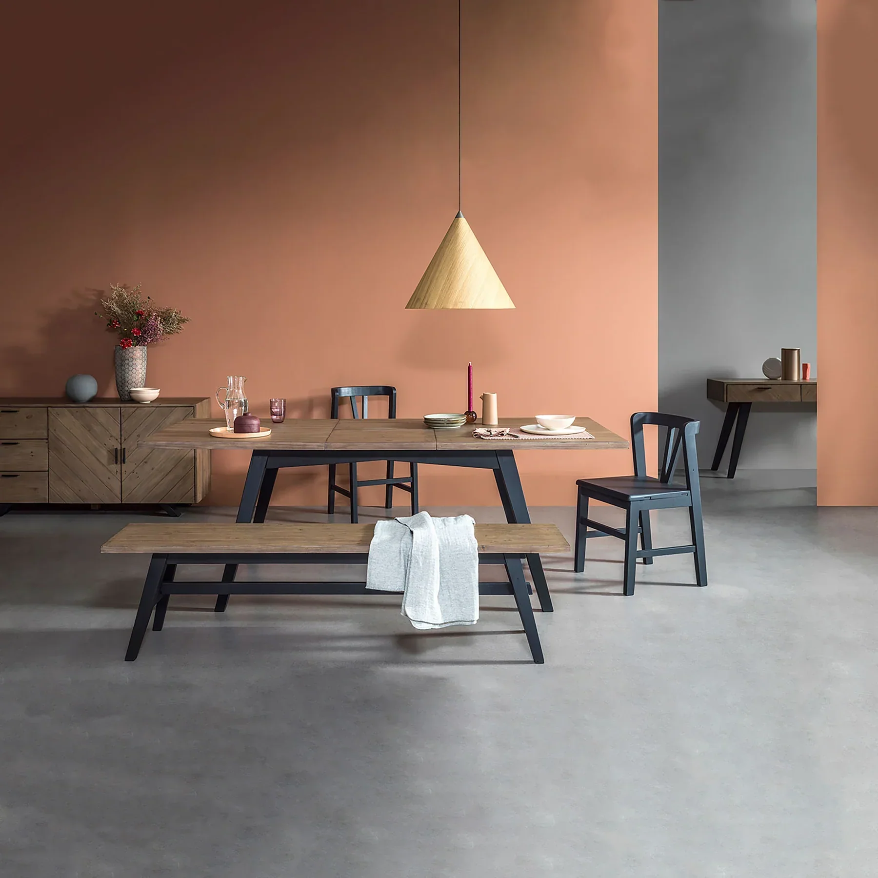 Sorella Extension Dining Table - Sundried Wheat Matte Black - Image 2