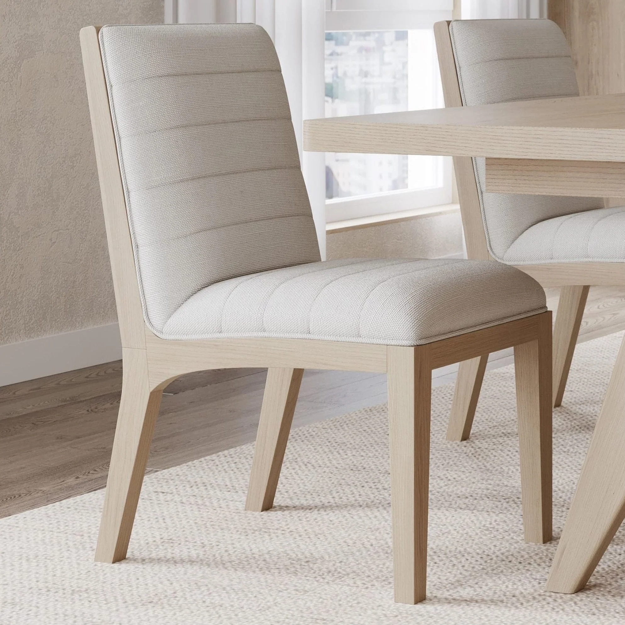 Sumire Solid Wood Dining Chair in Ginger and Natural Linen - Image 2