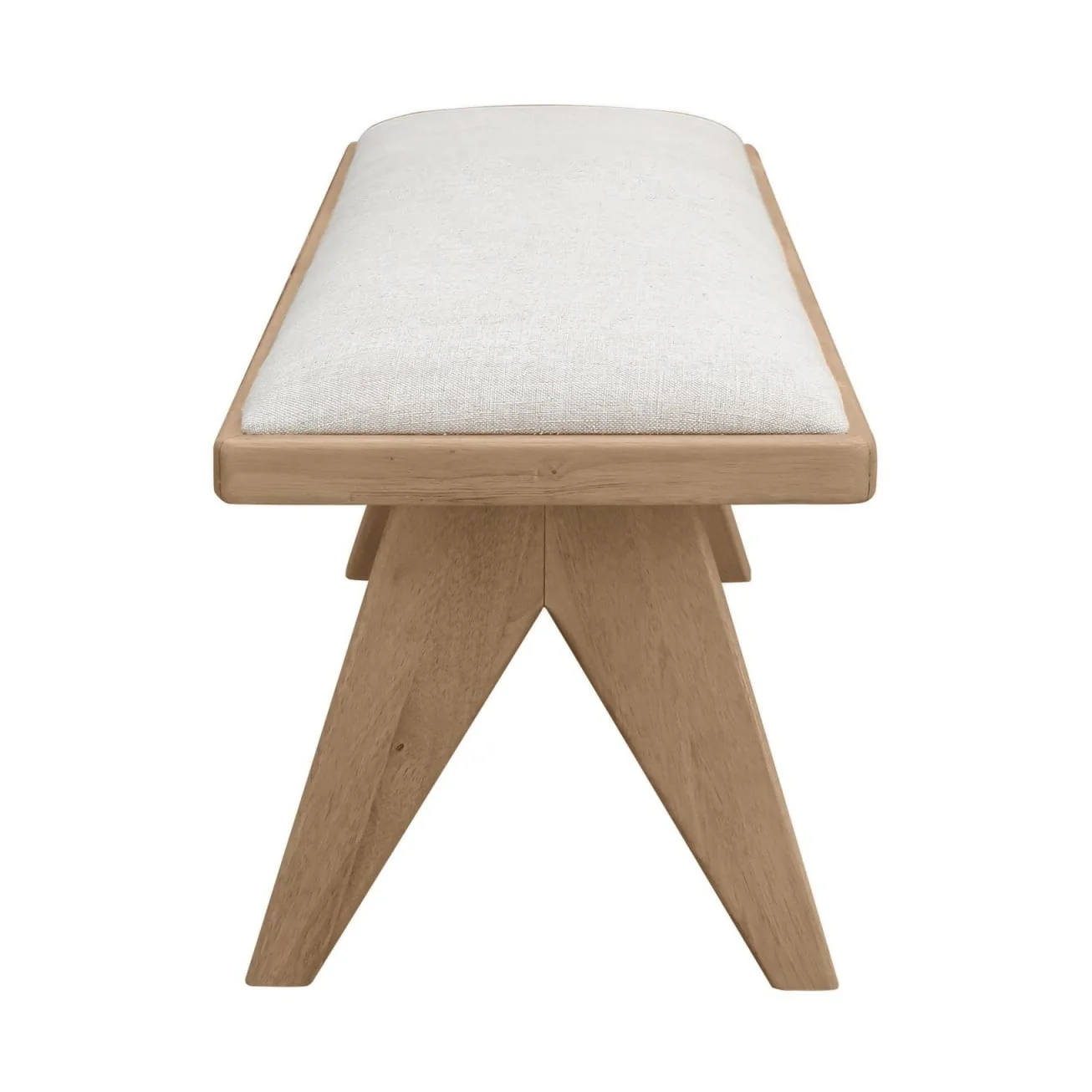 Sumire Upholstered Bench in Ginger and Natural Linen - Image 3