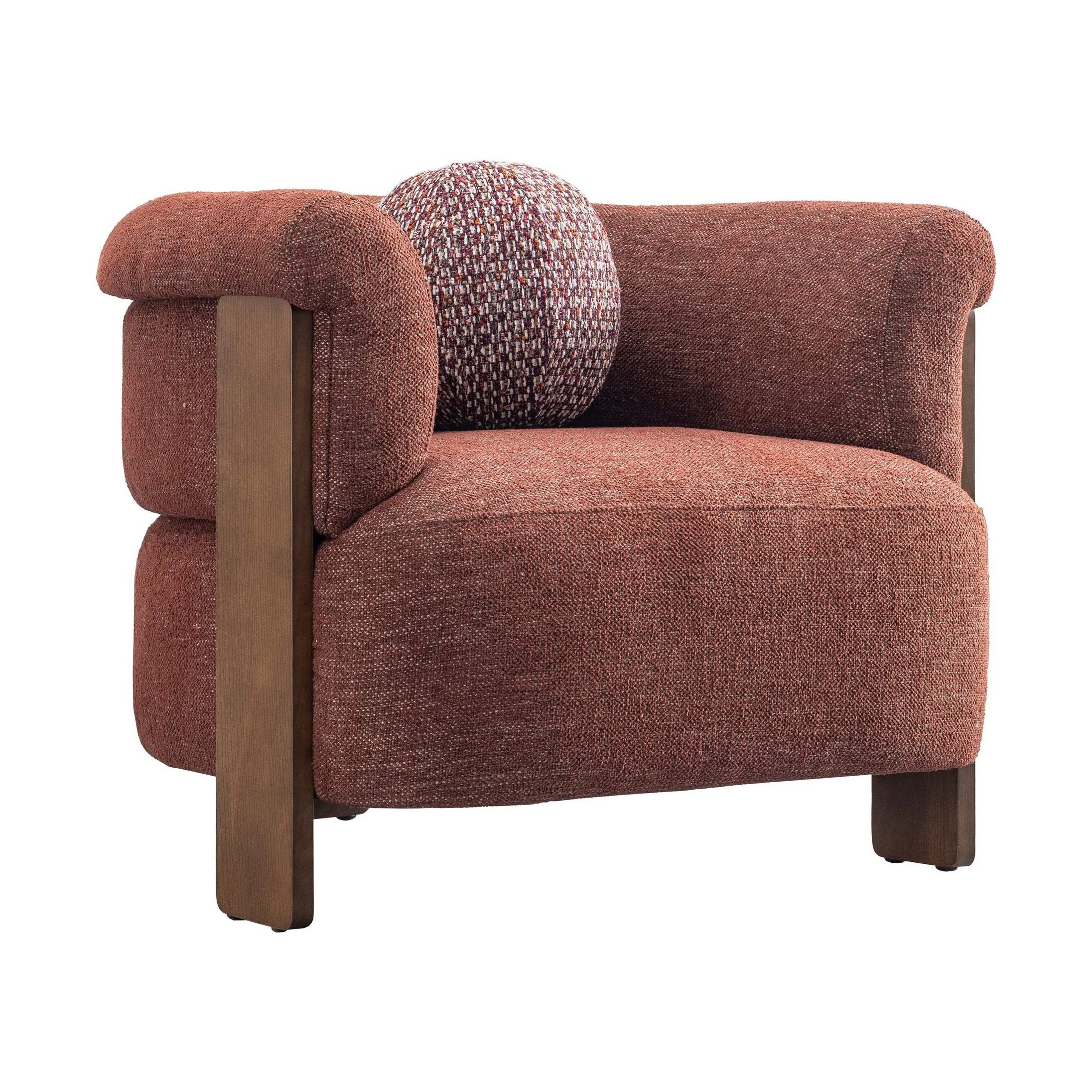 Sylvi Accent Chair – Natural Wood & Textured Fabric - Image 3