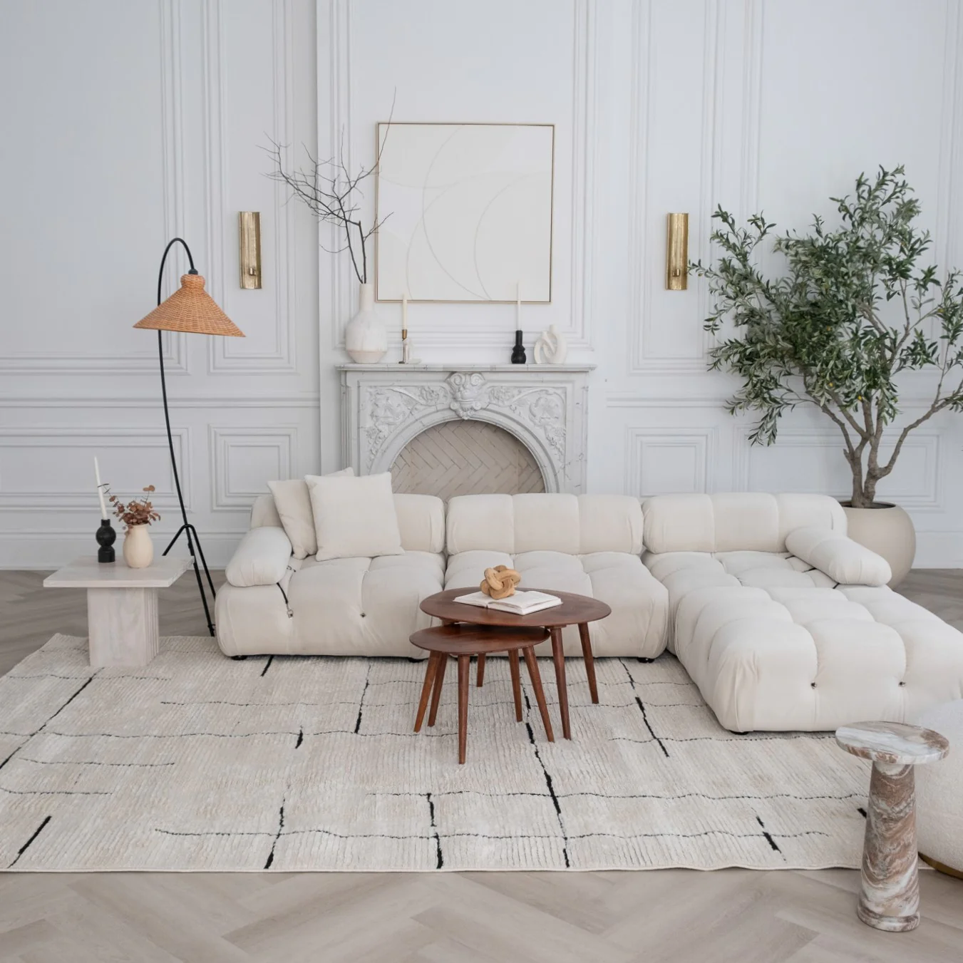 Terra Cream Modern Grid Rug – 5x8 - Image 8