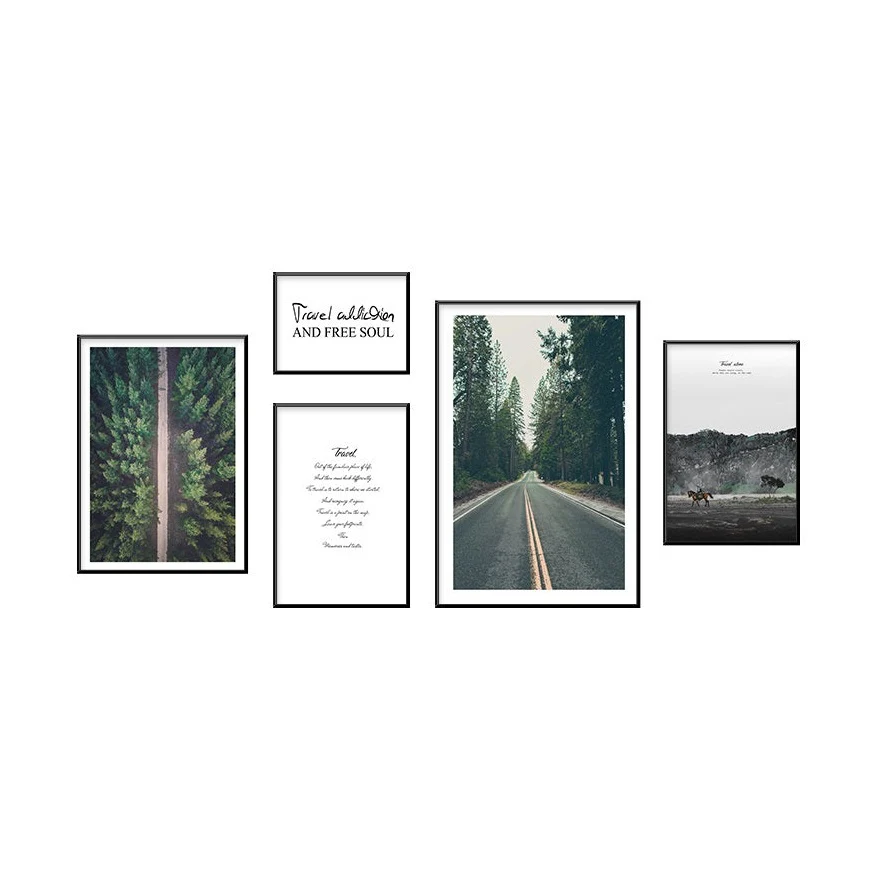 Terra Nova Set of 5 Alloy Matt - Black Frame Wall Art