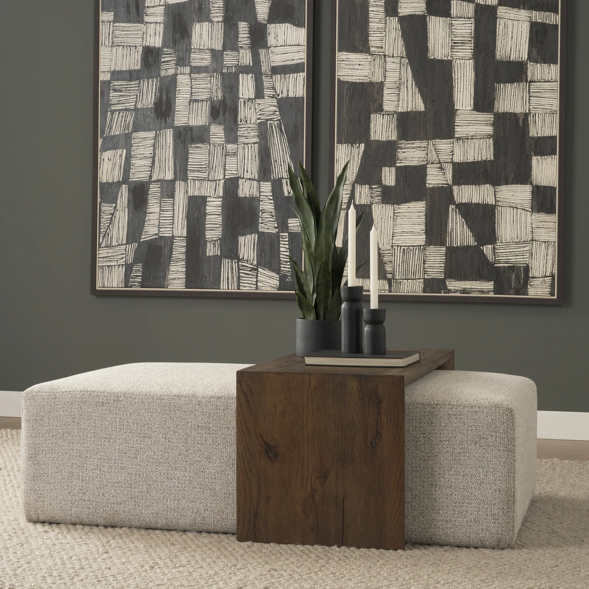 Trayden Gray Fabric w/ Brown Slider Top Coffee Table - Image 11