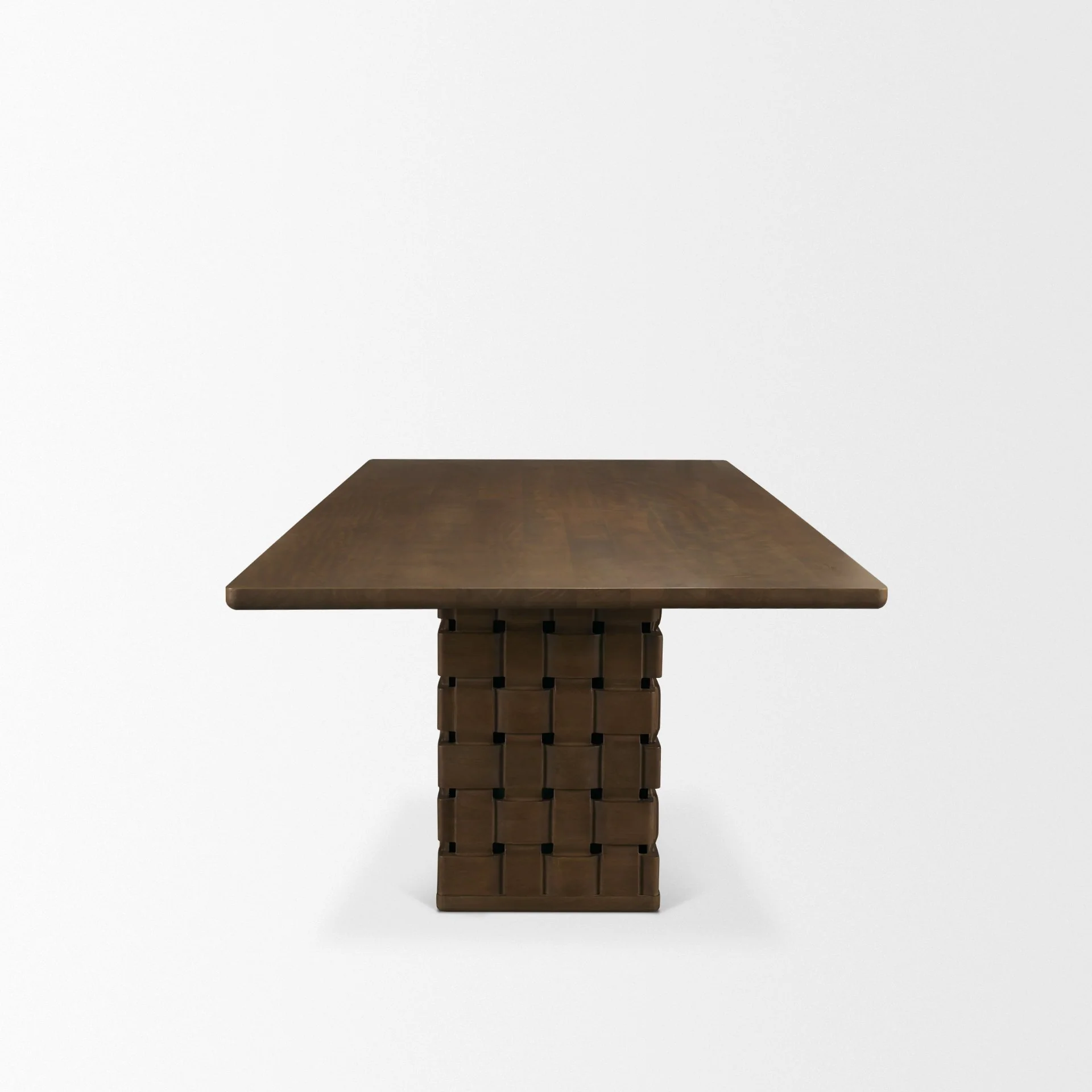 Trellyn Solid Wood Carved Woven Base Rectangular Dining Table - Image 4