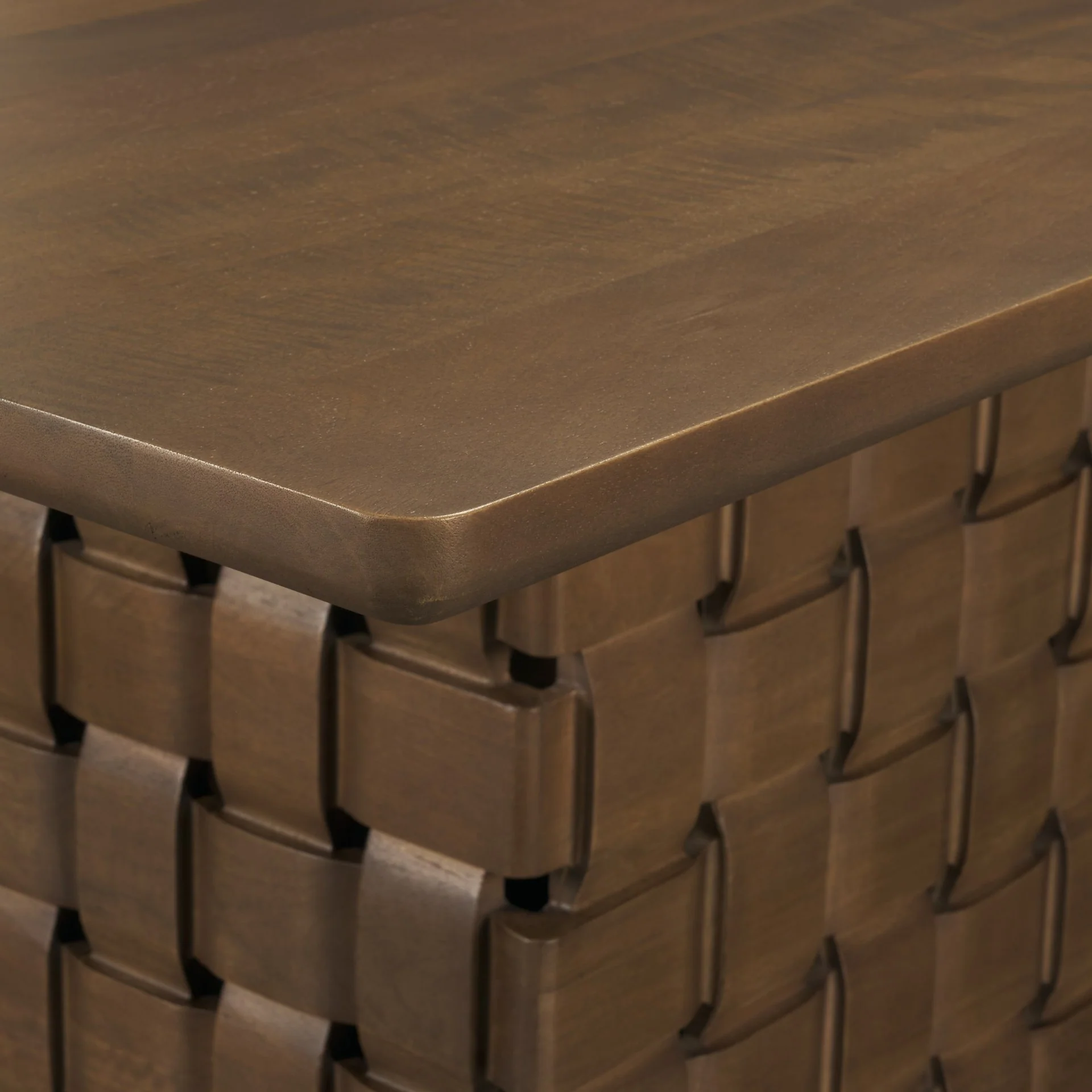 Trellyn Solid Wood Carved Woven Base Rectangular Dining Table - Image 7