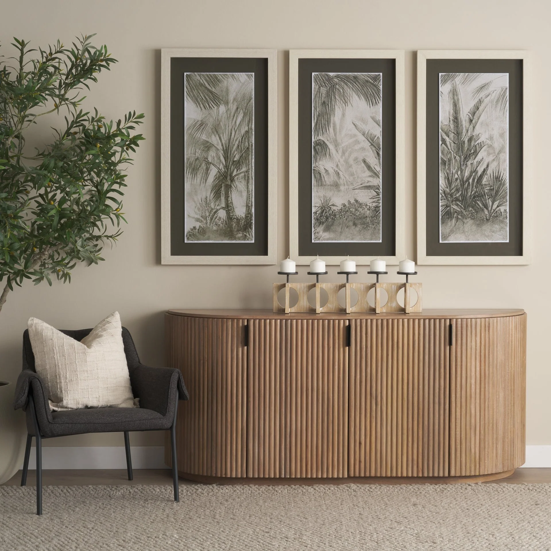 Tropical Coast (Set of 3) Framed Artwork Matted under Glass - Image 9
