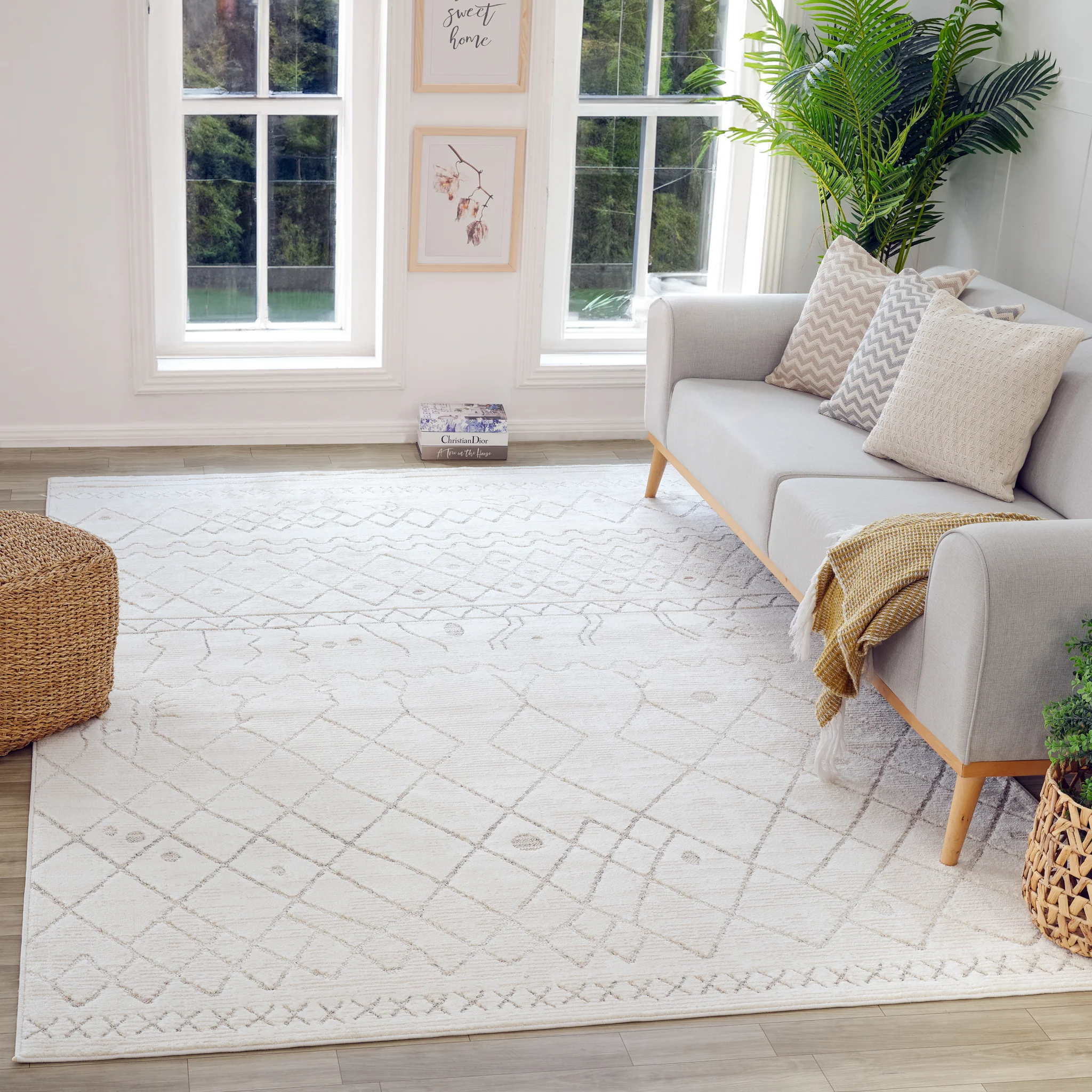 Tulum Beige Textured Moroccan Area Rug - Image 4