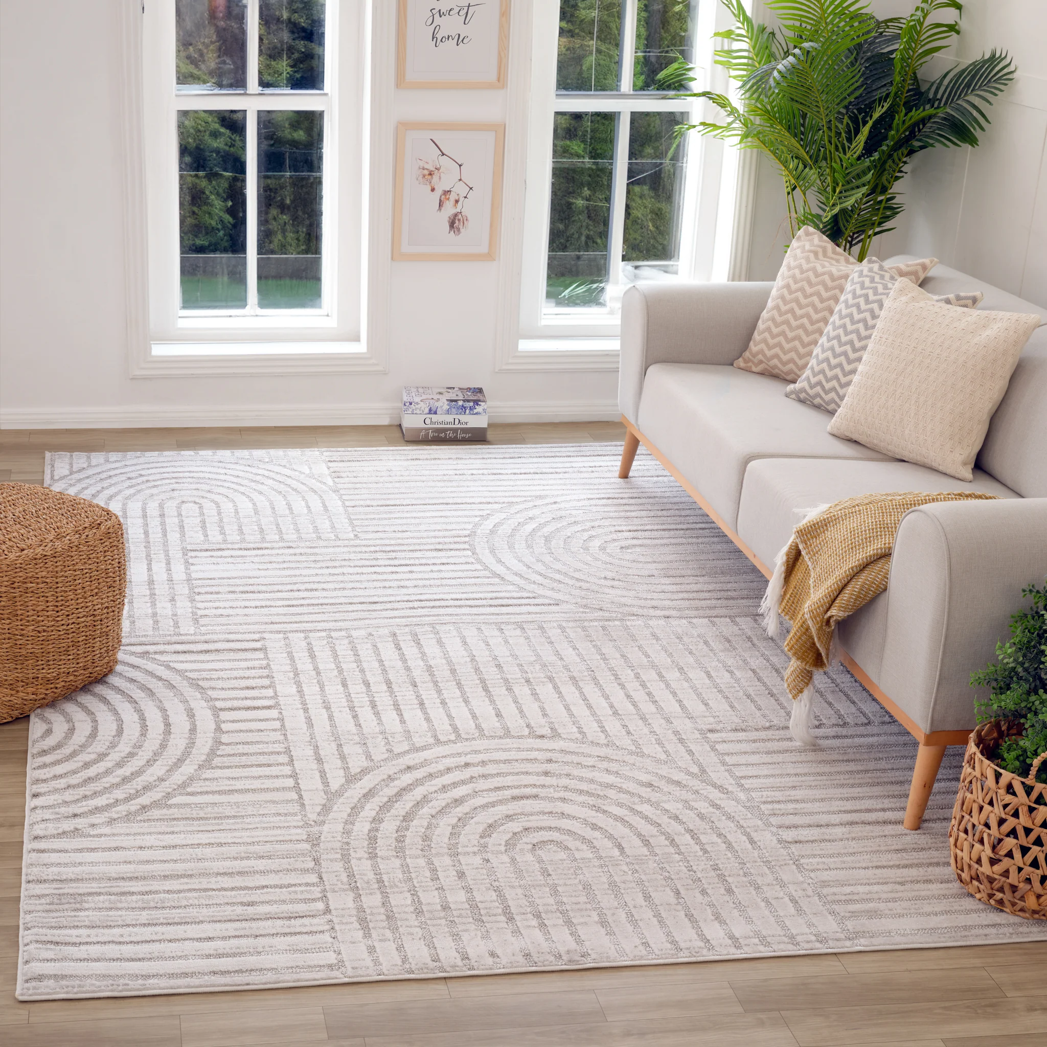 Tulum Grey Geometric Pattern Area Rug - Image 2