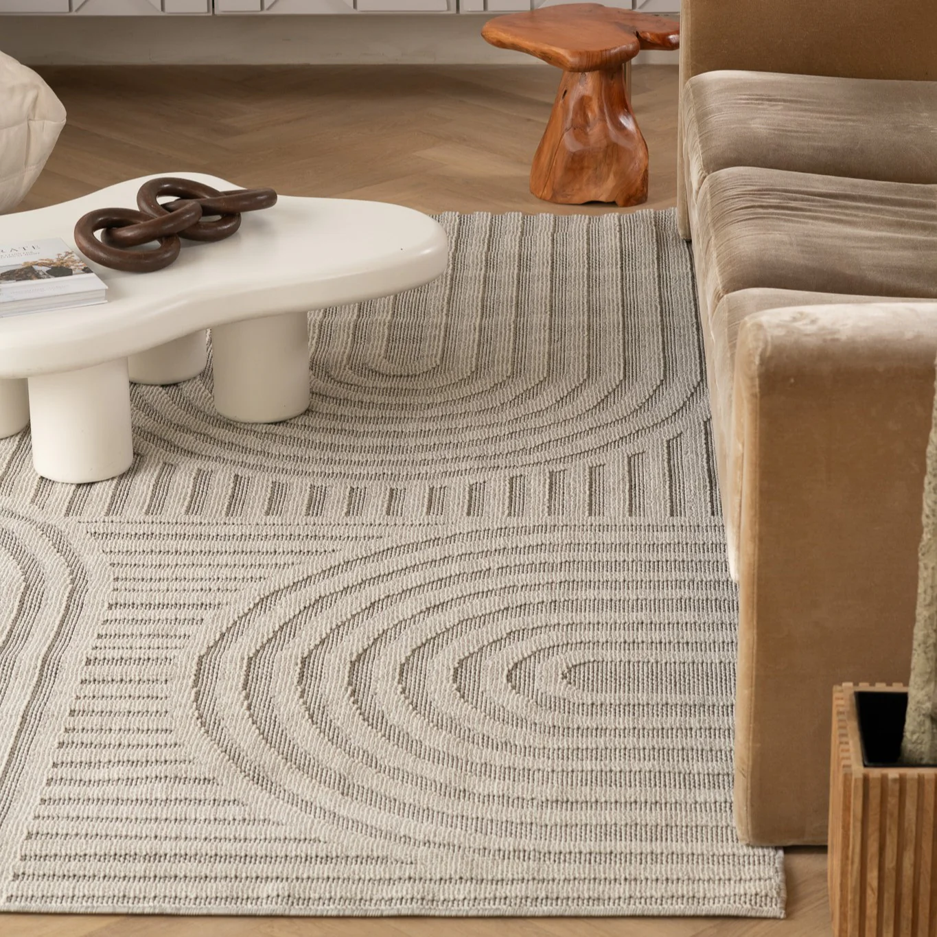 Utopia Grey Modern Wavy Lines Area Rug - Image 3