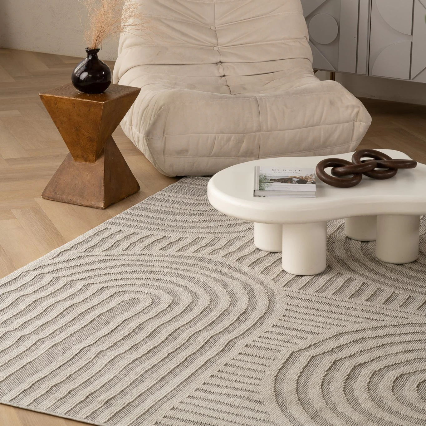 Utopia Grey Modern Wavy Lines Area Rug - Image 4