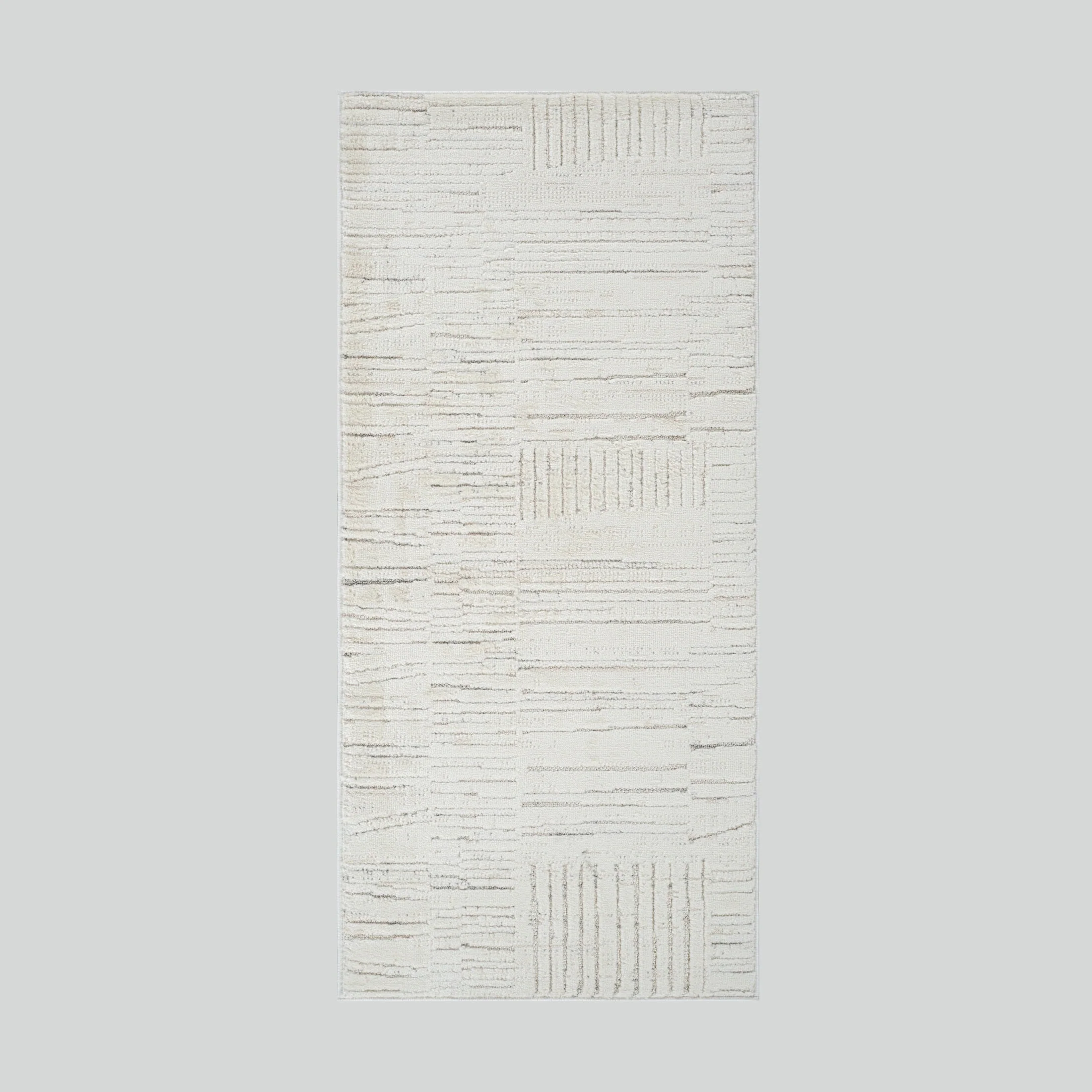 Tulum Beige Geometric Grid Area Rug - Image 9