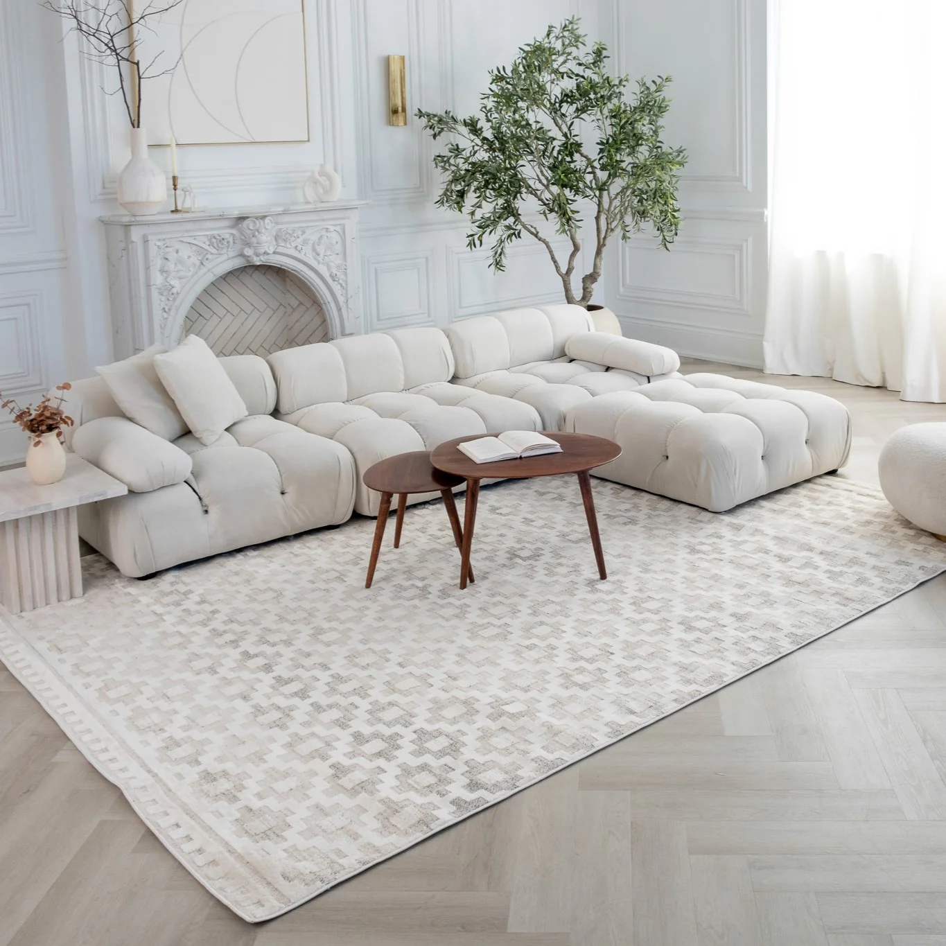 Tulum Beige Abstract Lines Area Rug - Image 2