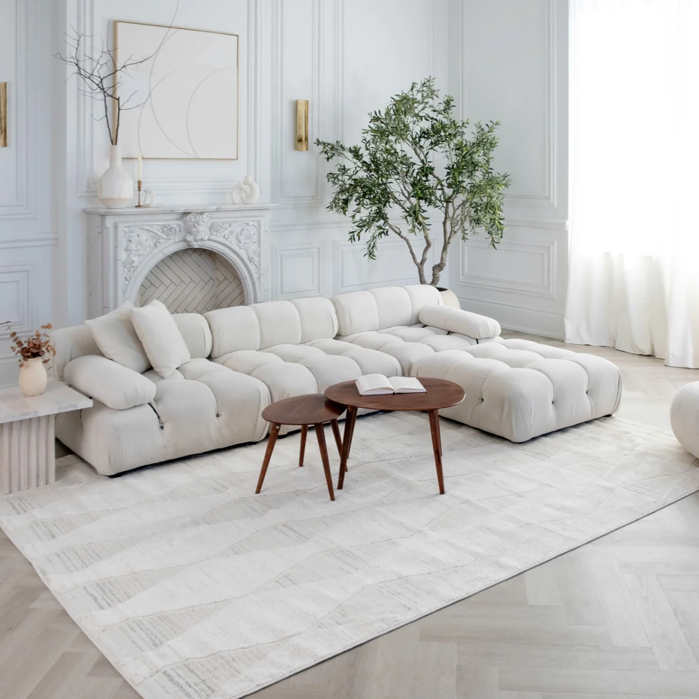 Tulum Cream Tribal Diamond Area Rug - Image 2