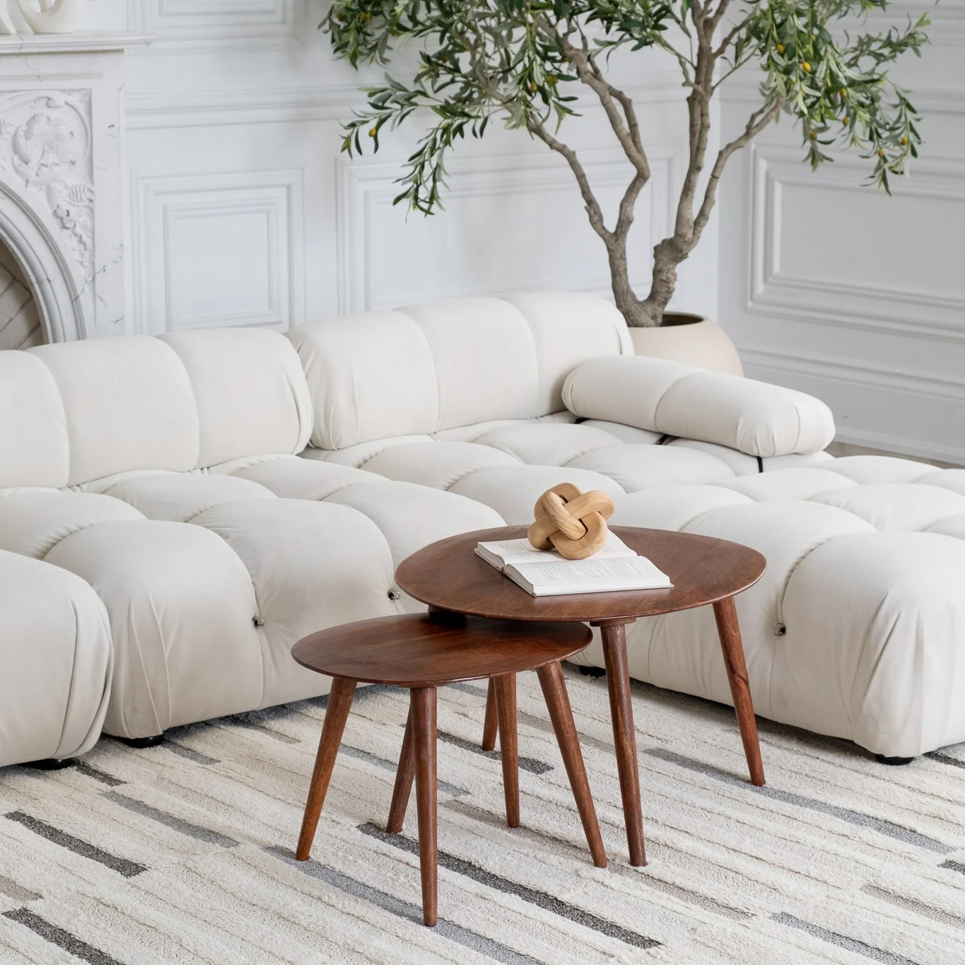 Valencia White Subtle Damask Area Rug - Image 3