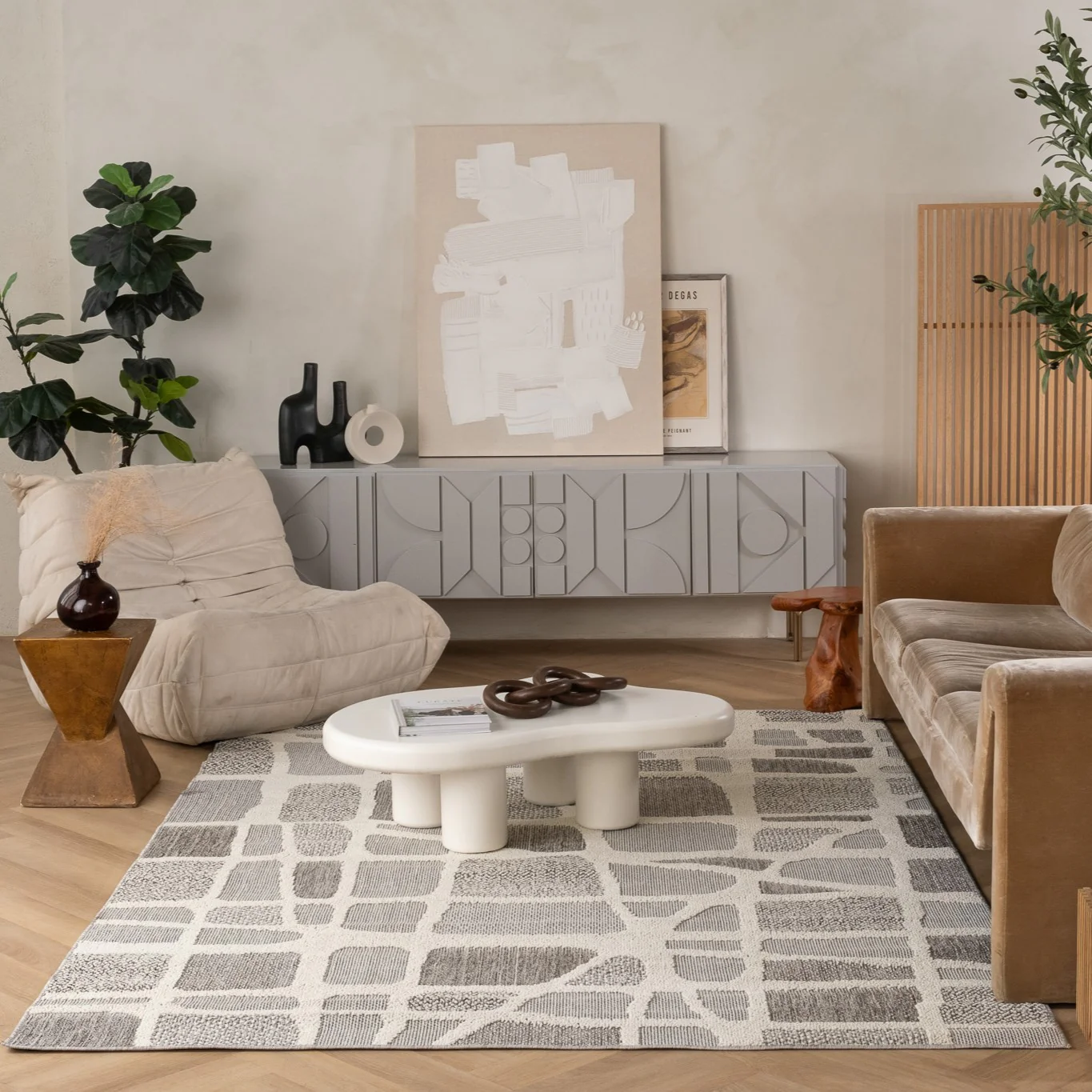 Utopia Grey Abstract Marble Area Rug - Image 2