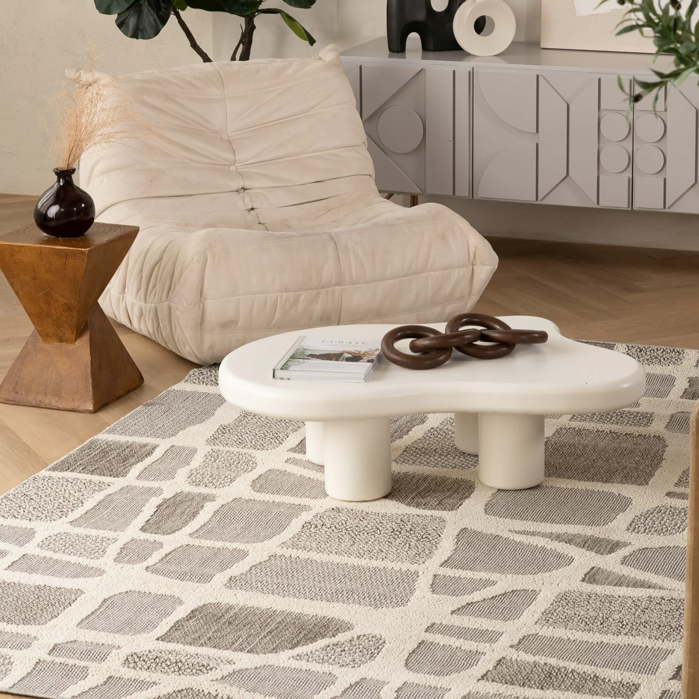 Utopia Grey Abstract Marble Area Rug - Image 3