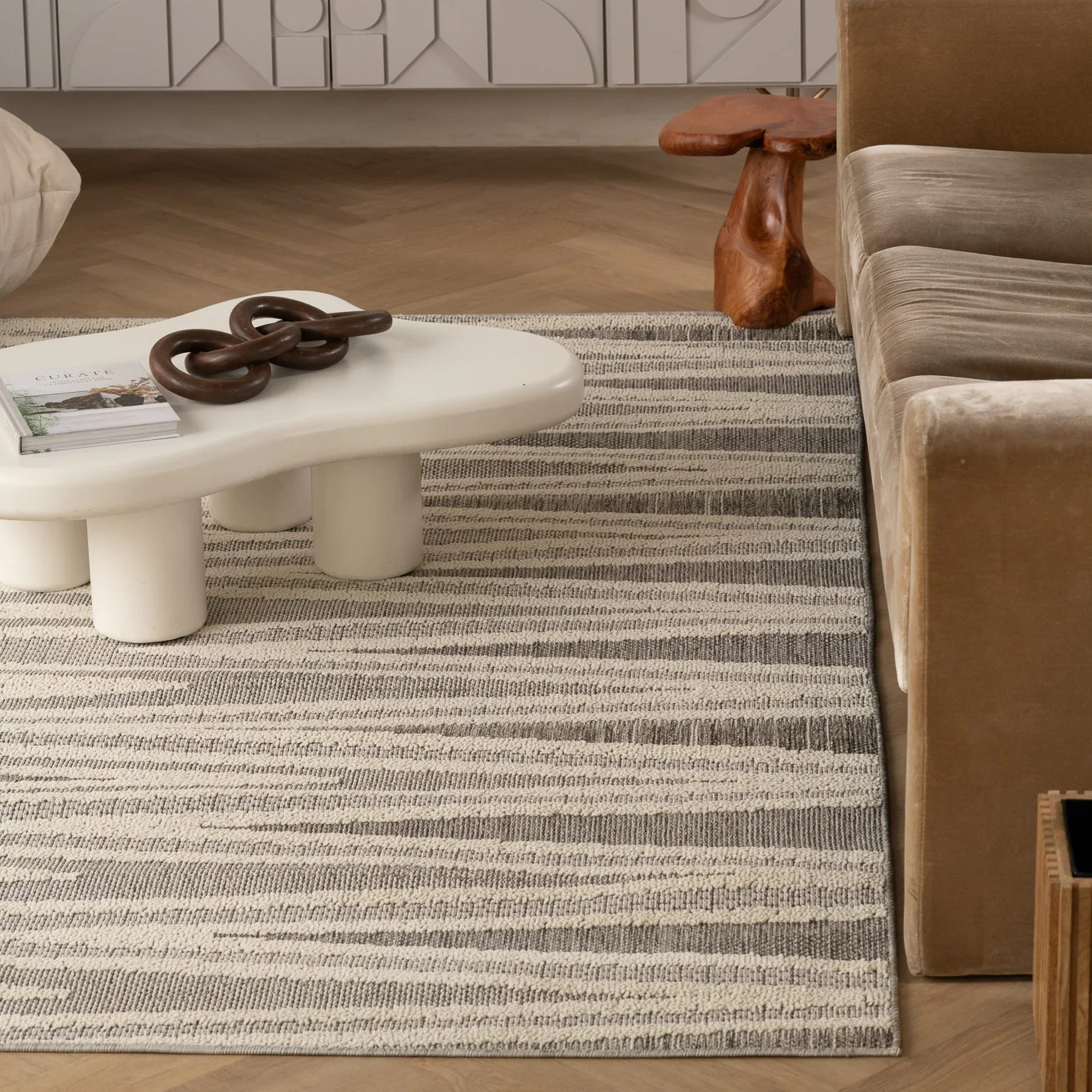 Utopia Grey Distressed Geometric Area Rug - Image 2