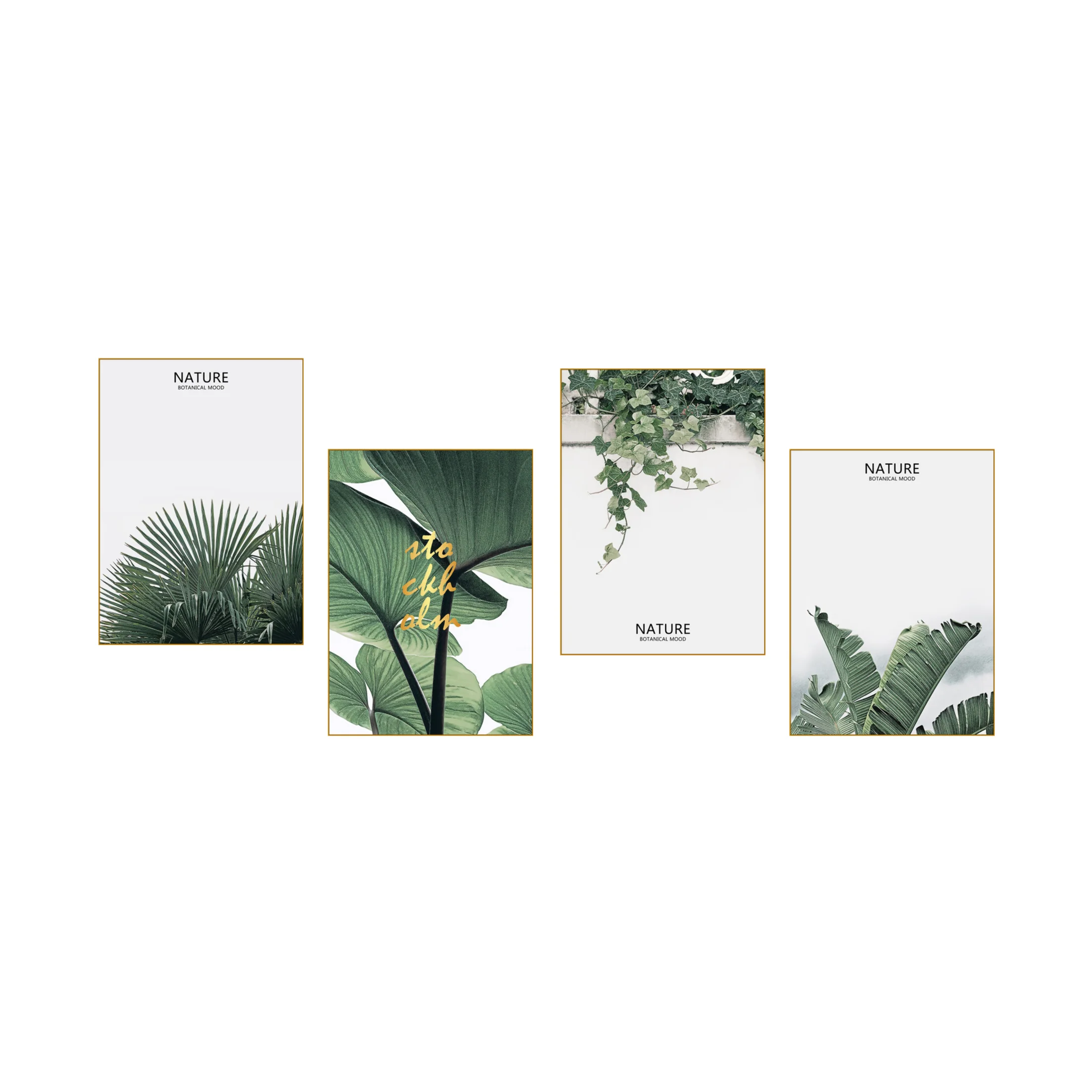 Valley Set of 4 Alloy Matt - Golden Frame Wall Art