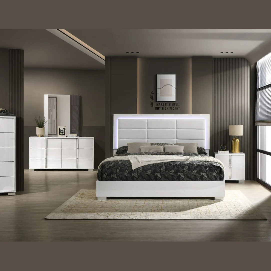 Vanah Glossy White Queen Bed - Image 3