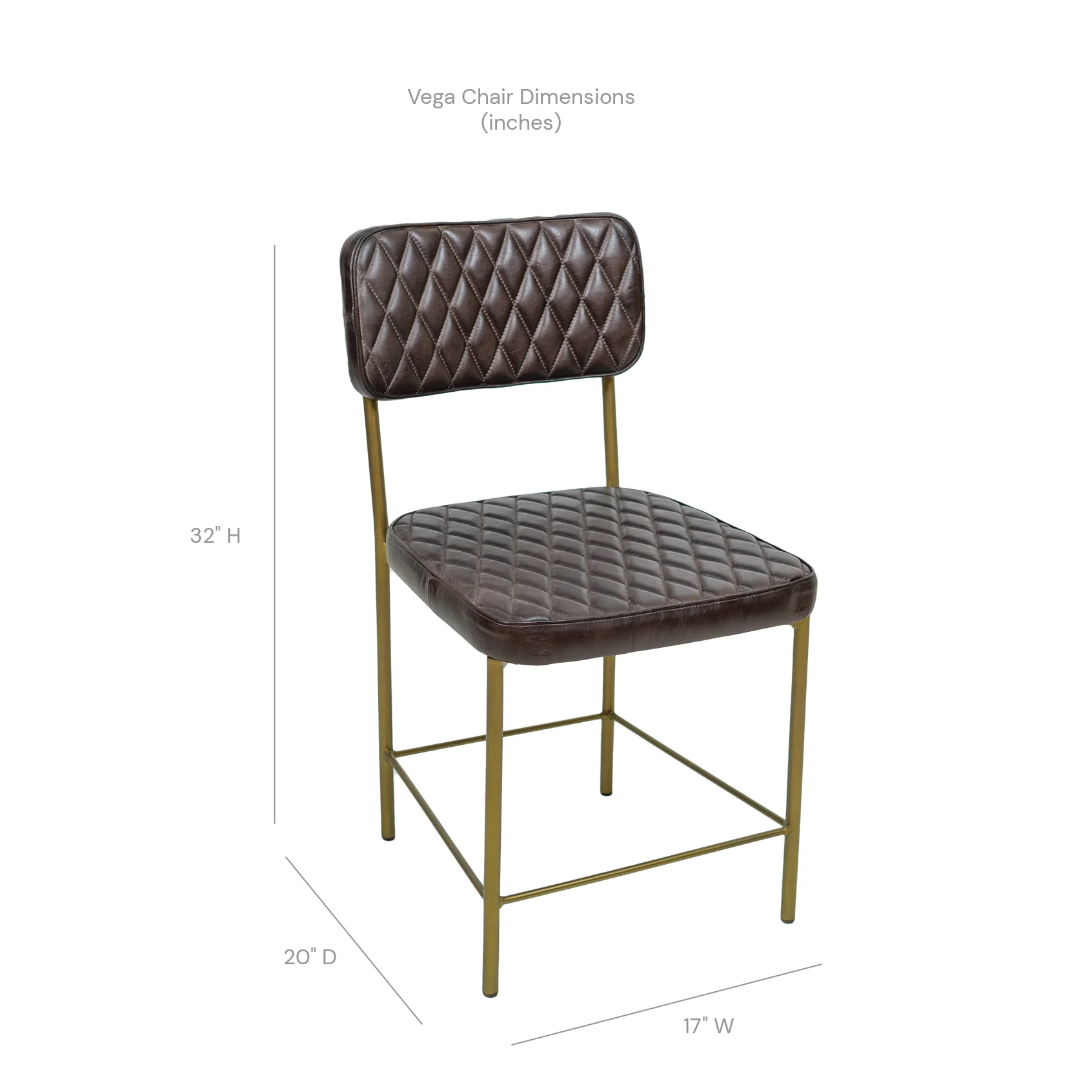 Vega Dining Chair Genuine Leather Seating - Tan - Image 9