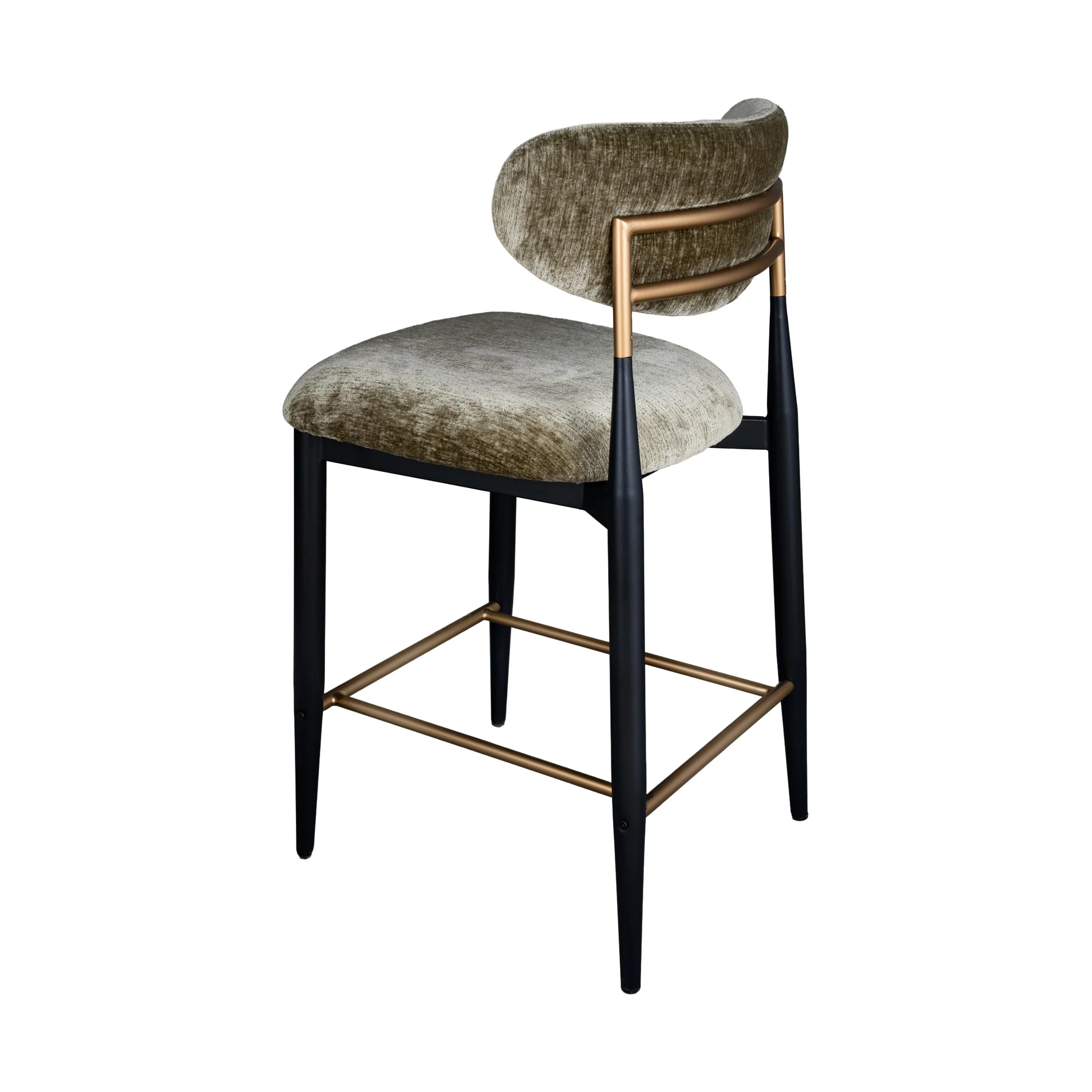 Vera Upholstered Counter Stool in Green with Matte Black & Gold Legs - Image 4