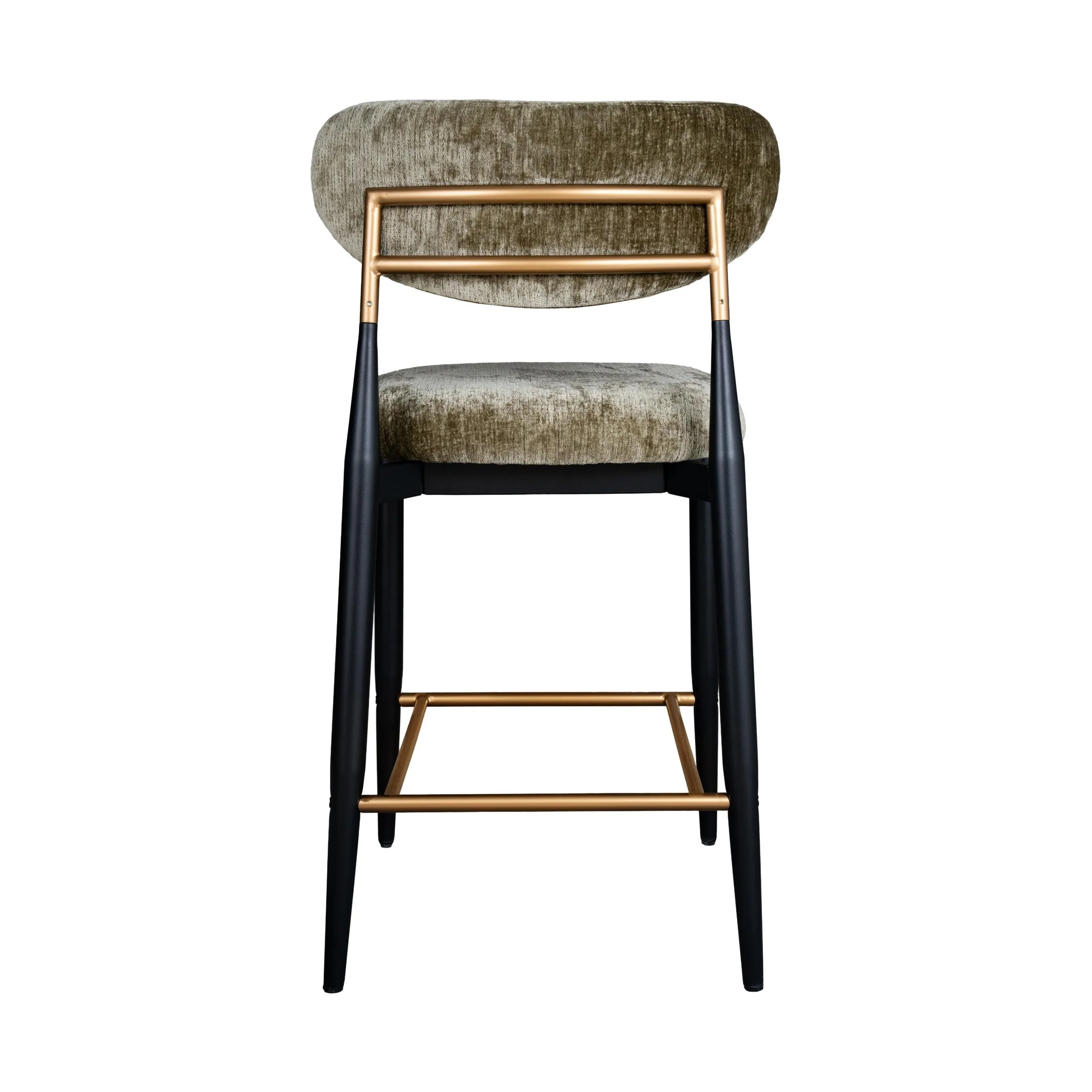 Vera Upholstered Counter Stool in Green with Matte Black & Gold Legs - Image 5