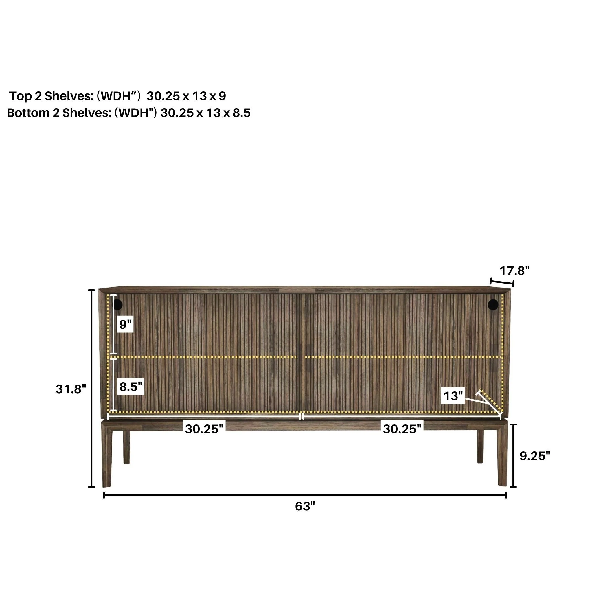 West Sideboard 2 Sliding Doors - Image 4