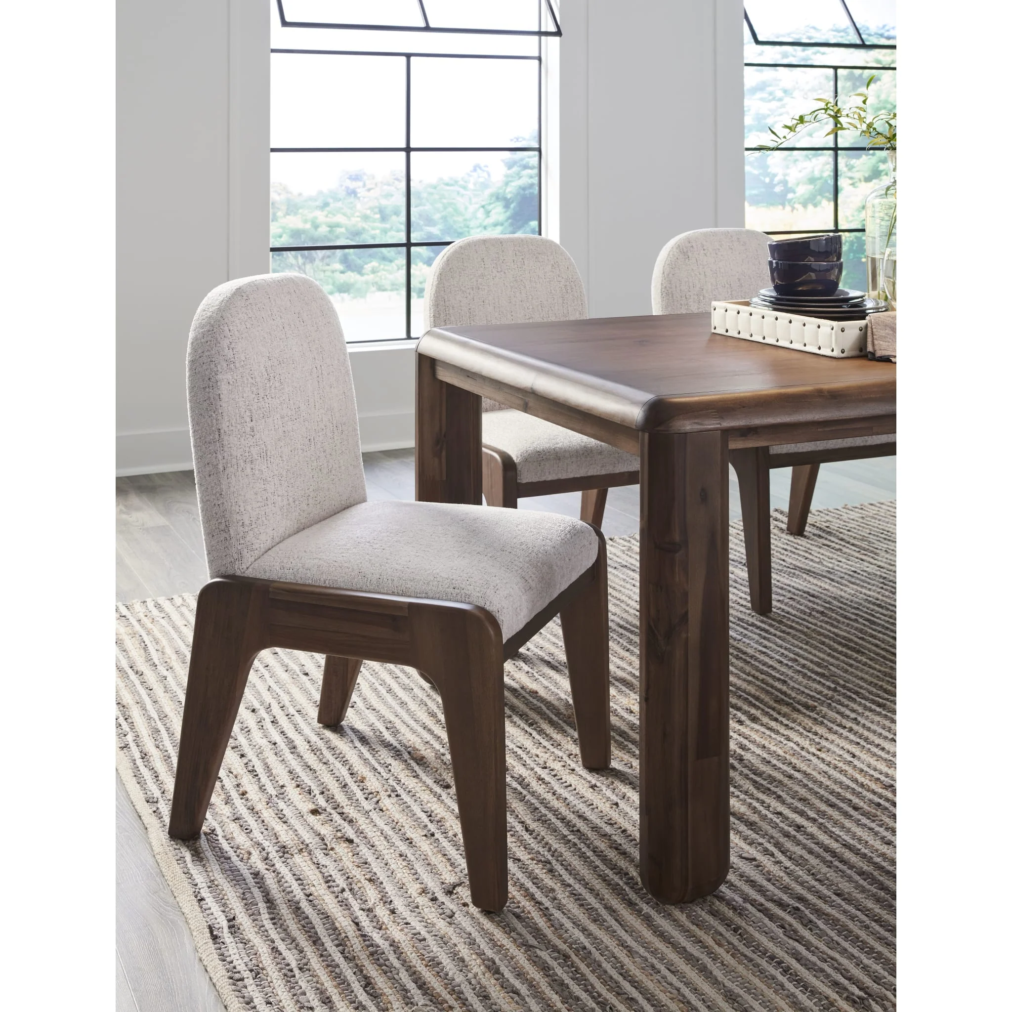 Xolani Chenille Upholstered Dining Chair in Chinchilla and Impala - Image 8