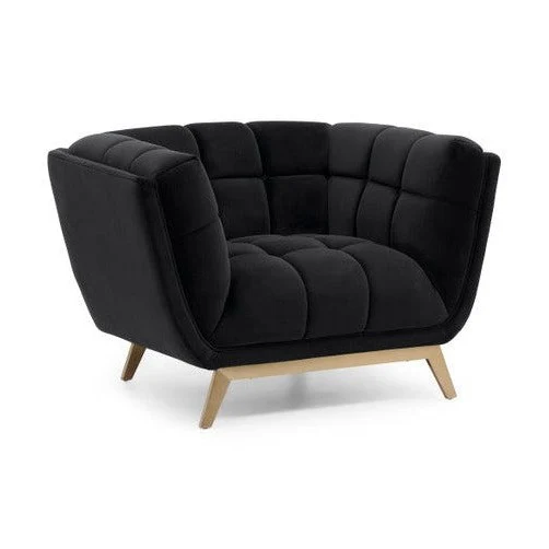 Yaletown Mid Century Accent Chair - Velvet Black - Image 3