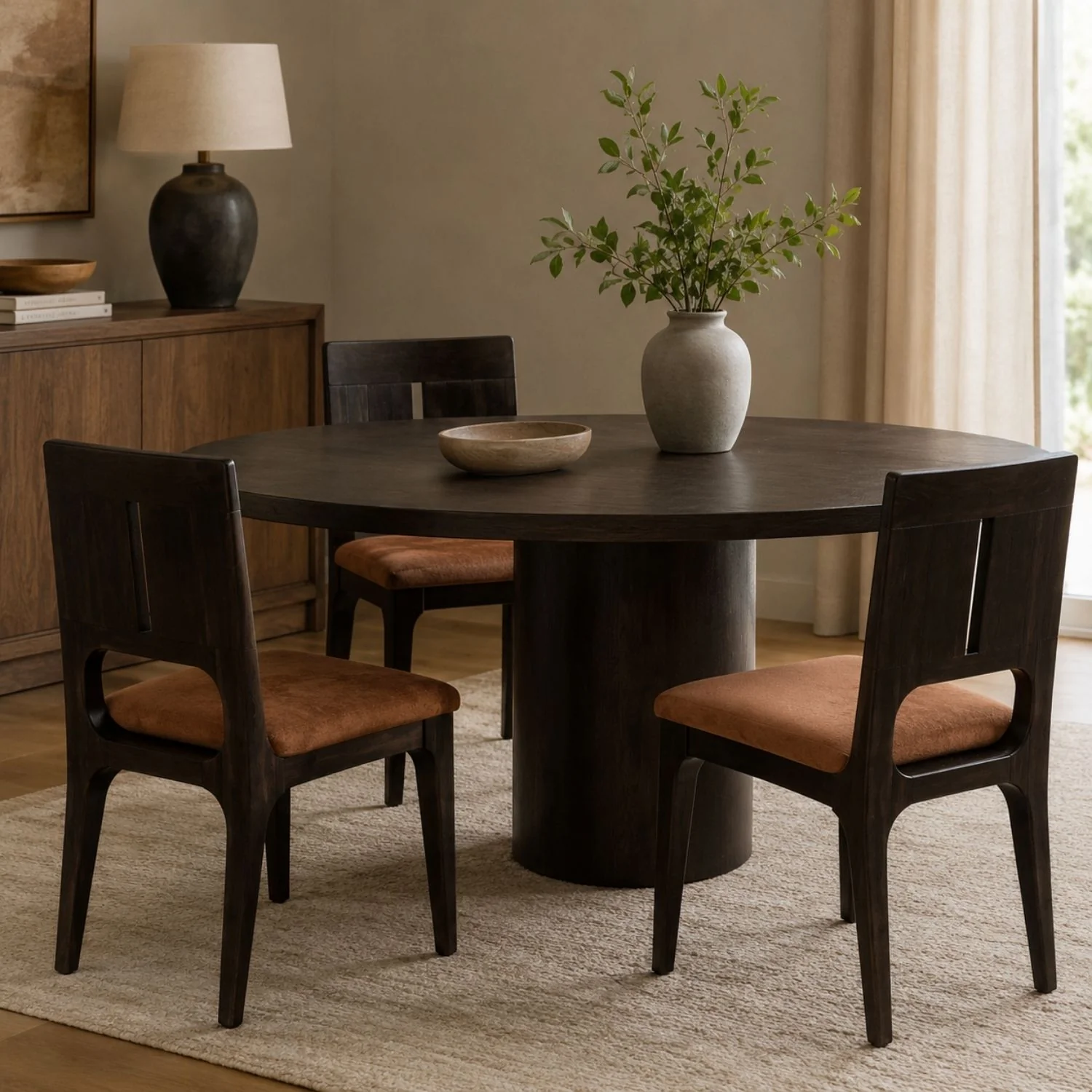 Zamba Upholstered Dining Chair – Limestone & Nomad - Image 2