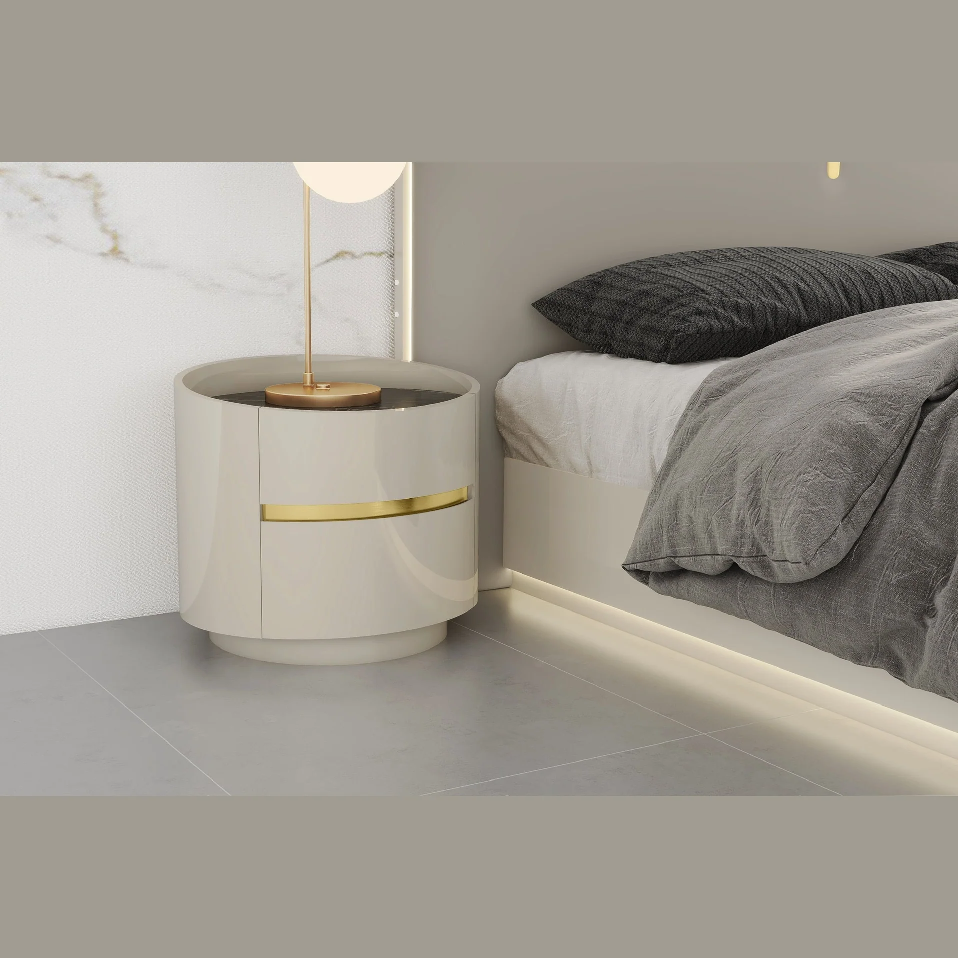 Zelie Glossy 2 Drawer Nightstands - Image 3